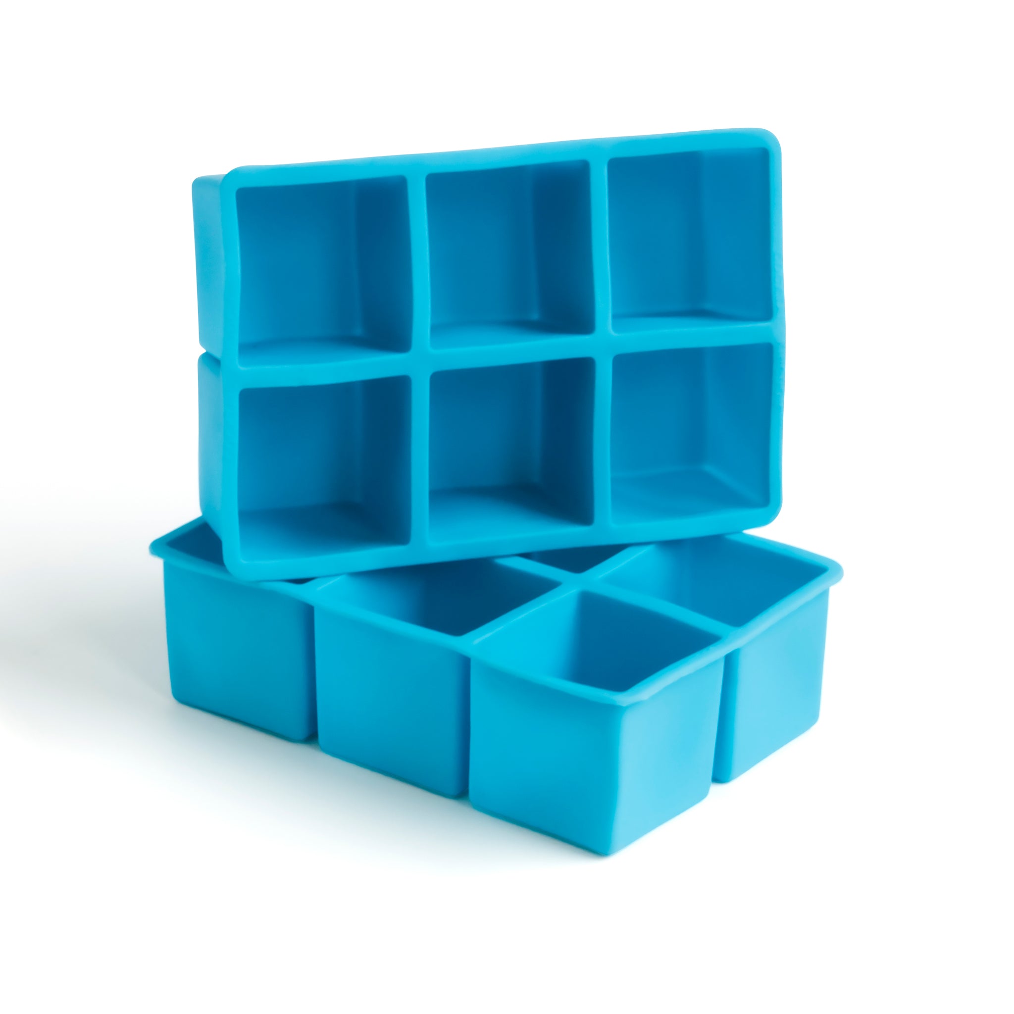2-in-1 Square Ice Cube Tray with Lid - BPA Free Food Grade Silicone - Perfect for Cocktails, Whiskey, and Cold Drinks - Blue