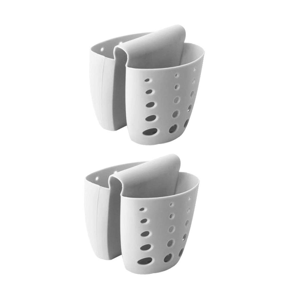 2-Pack Stainless Steel Sink Drain Basket Set - Kitchen Sponge Holder, Soap & Brush Drying Rack, Faucet Organizer - Perfect for Dishwashing, Countertop Storage & Sink Organization