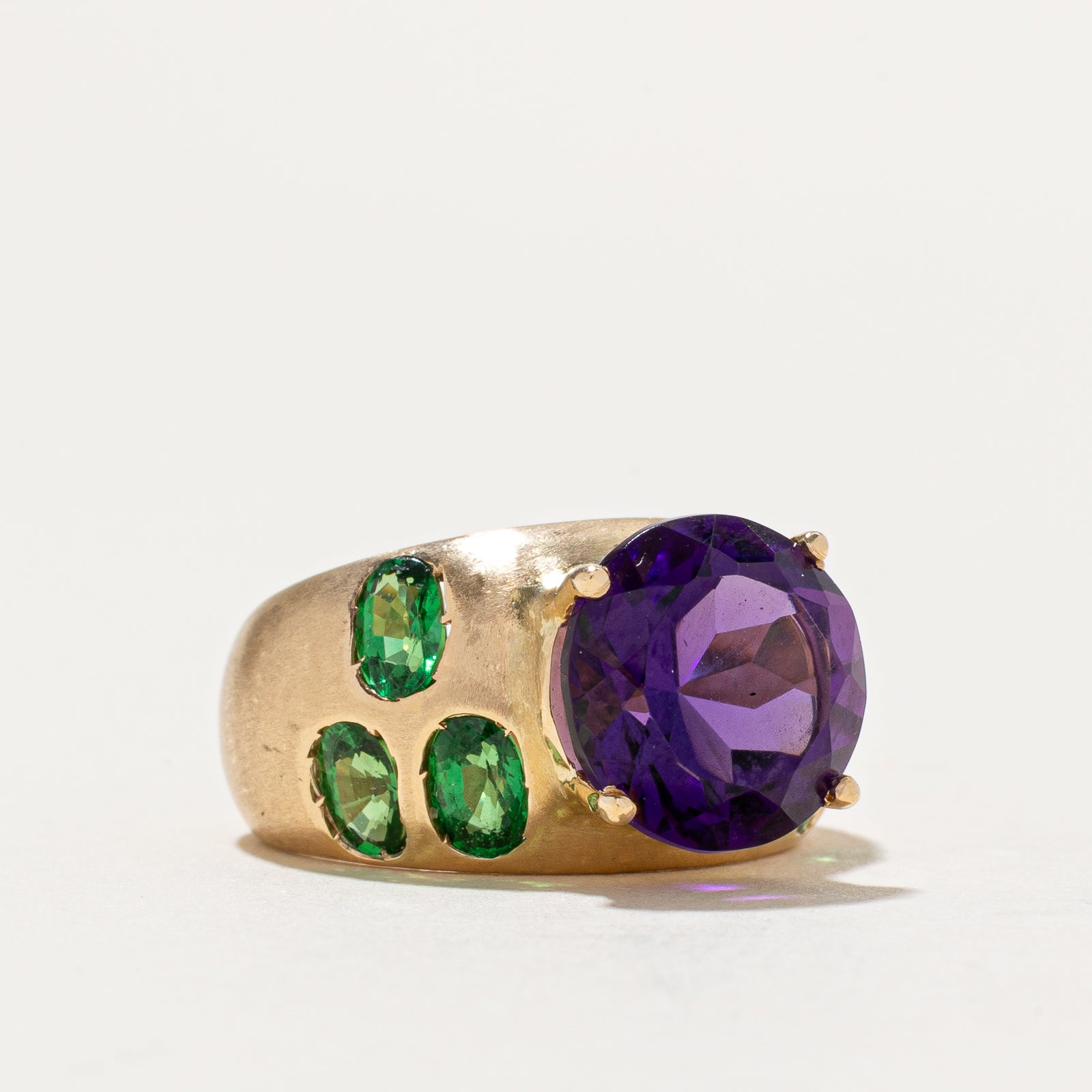 5.75ctw Synthetic Amethyst & Tsavorite Garnet Cocktail Ring - Size 5.75 - Elegant Evening Wear & Special Occasion Jewelry