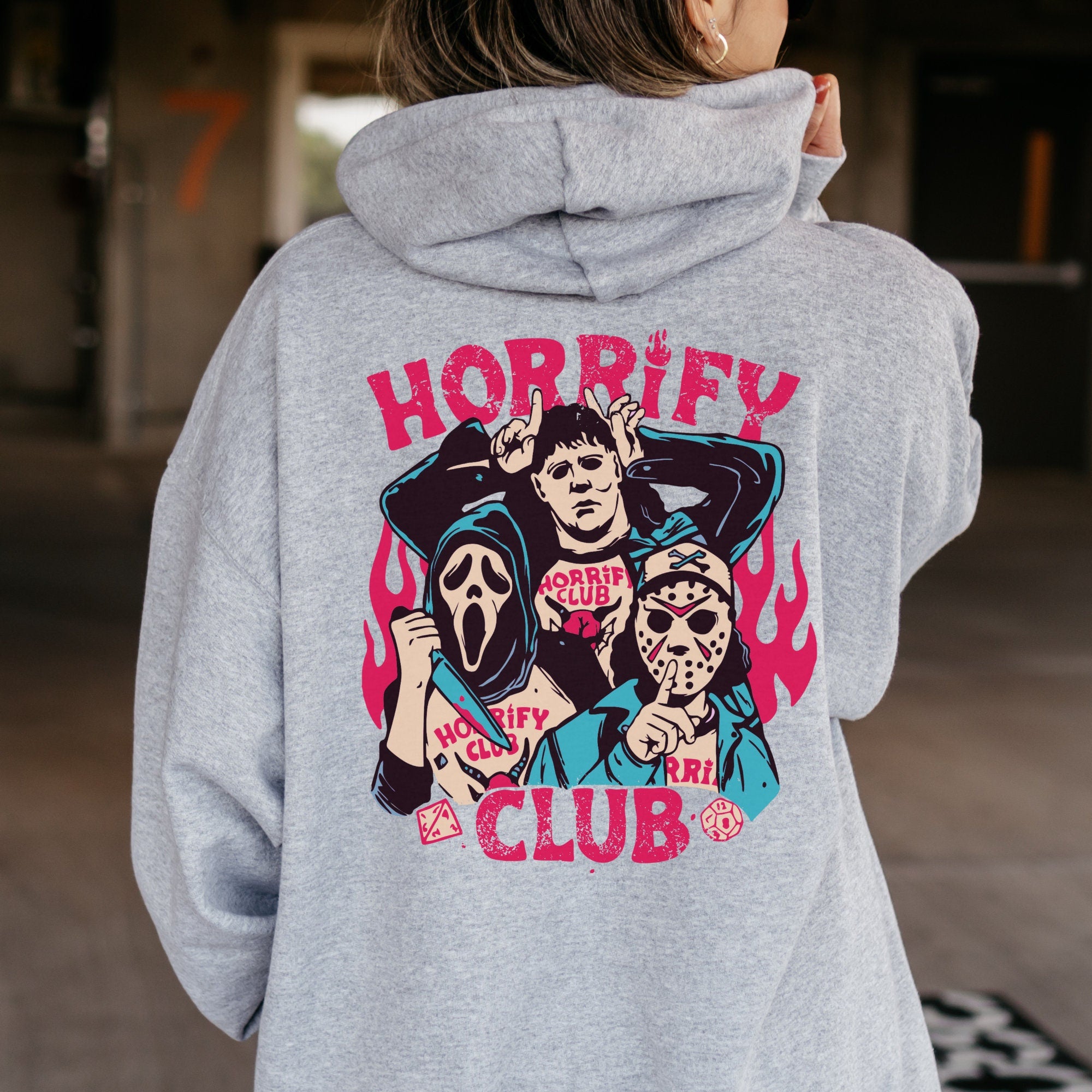 Spooky Halloween Hoodie - Ghostface & Michael Myers Horror Sweatshirt - Eddie Munson Inspired Pullover - Scary Aesthetic Streetwear for Horror Fans & Halloween Costumes