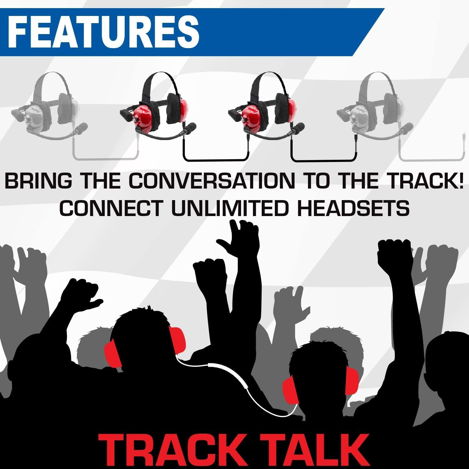 Pair of NASCAR Linkable Behind-The-Head Headsets for Racing Fans | Rugged Radios Electronics | Compatible with Scanners & Race Receivers | Perfect for Track Days, Motorsports Events & Pit Crew Communications