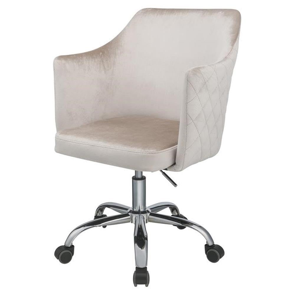 Acme Cosgair Tufted Velvet Swivel Office Chair in Champagne and Chrome - Ergonomic Desk Chair for Home Office, Gaming & Conference Rooms
