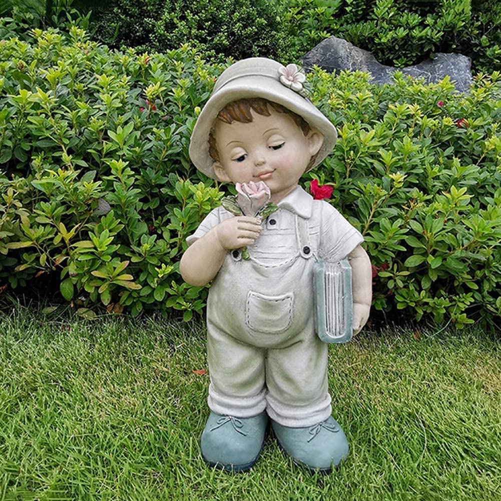 Outdoor Garden Statues & Sculptures - Resin Little Girl Sculpture for Courtyard, Lawn & Backyard Decor | Durable Landscape Art for Home, Patio & Garden | Perfect Gift for Nature Lovers & Kids (Color: B) - Ideal for Spring Decor, Wedding Centerpieces & Rustic Themed Events