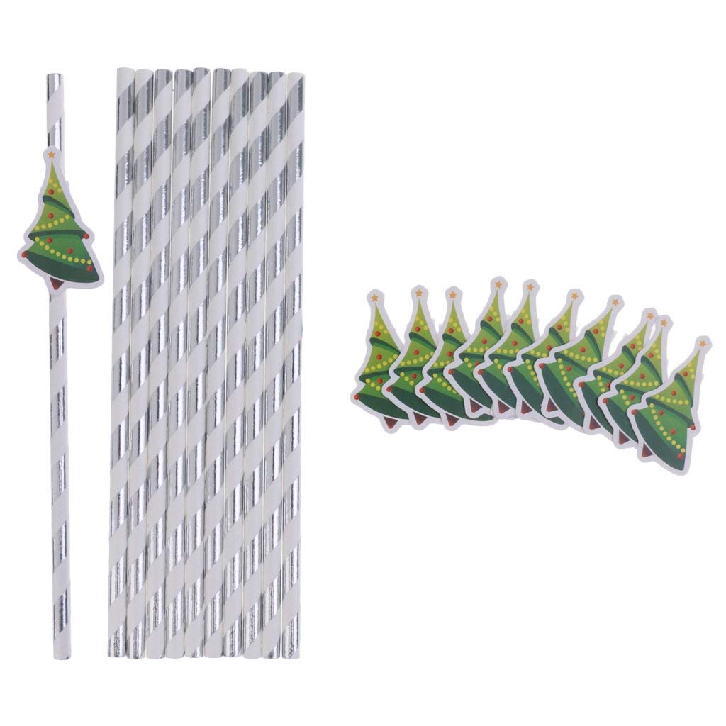 10pcs Christmas Themed Paper Drinking Straws - Decorative Holiday Party Straws for Christmas Celebrations, Tree & Lamp Designs - Perfect for Festive Tablescapes, Hot Cocoa Bars & Holiday Entertaining