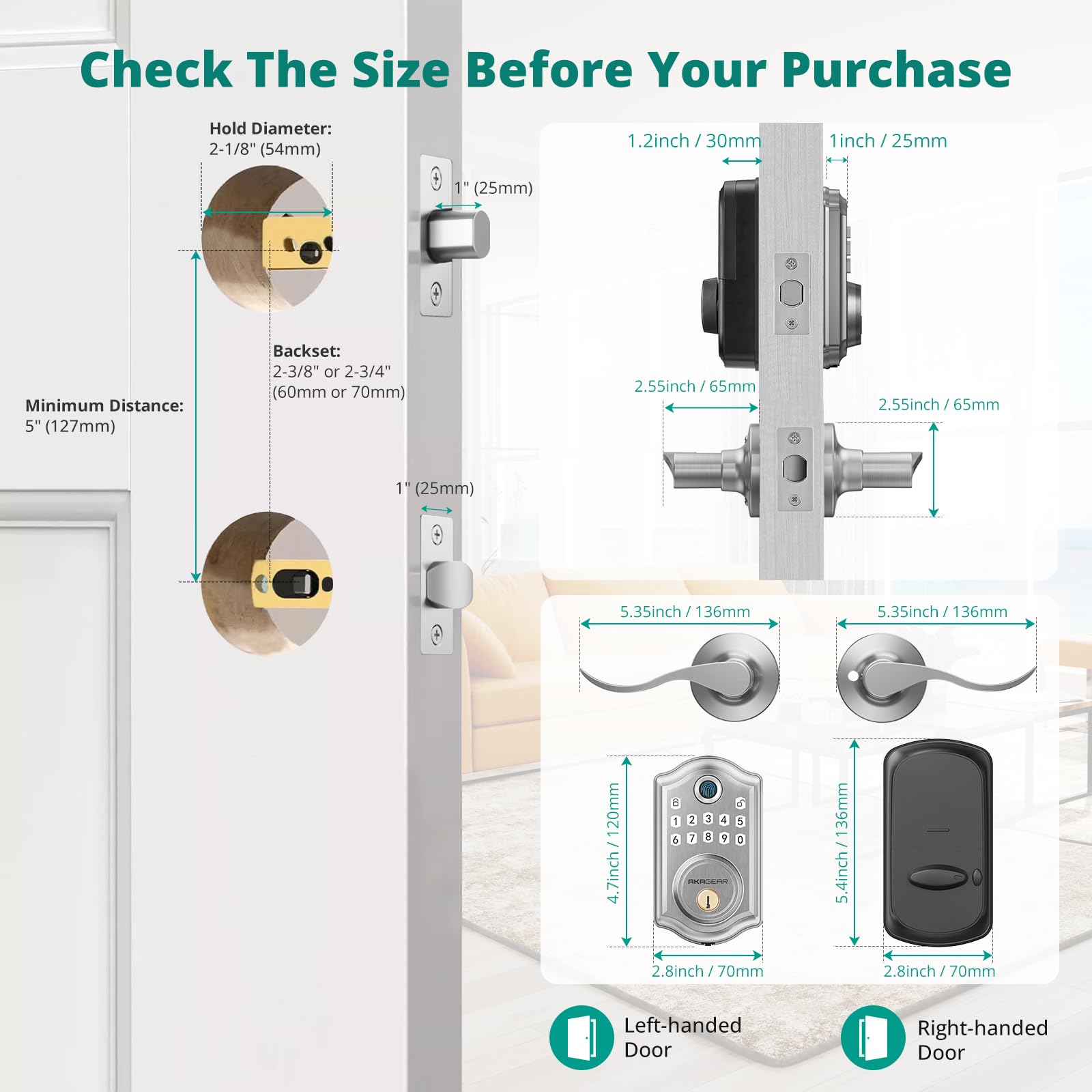 Smart Keyless Entry Door Lock with Fingerprint & Keypad - 2 Lever Handles, Electronic Deadbolt, Auto-Lock Feature, Easy Installation for Home Security | Front Door Smart Lock for Houses, Apartments & Offices