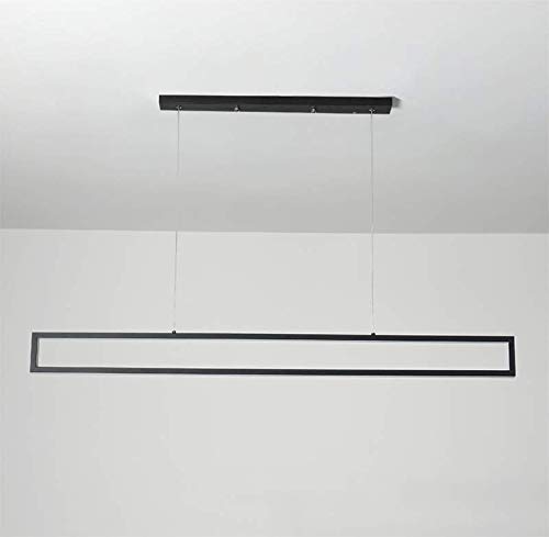 Modern Black Rectangle LED Pendant Light Fixture - Minimalist Metal Ceiling Hanging Light for Dining Room, Kitchen Island, Living Room & Bar - Warm White Lighting for Restaurants, Cafes and Home Decor