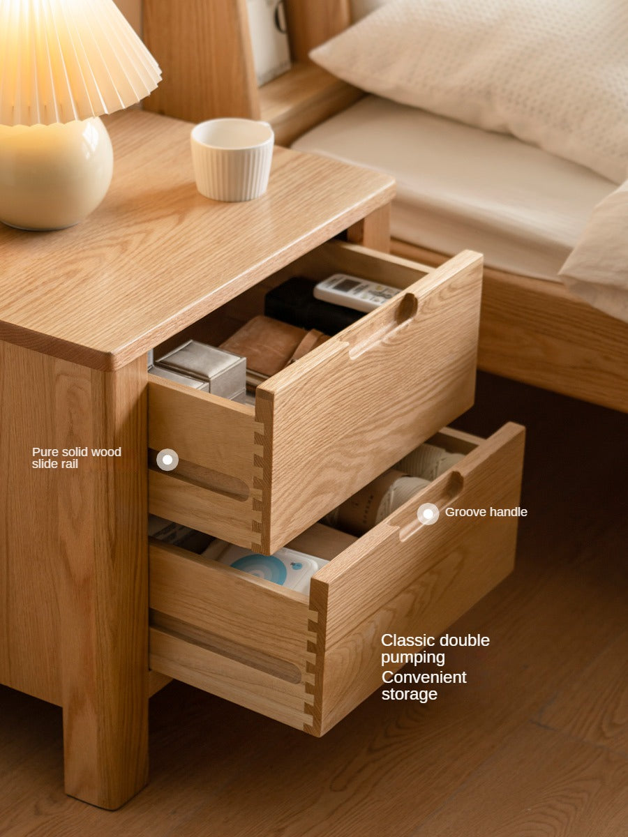 Solid Oak Wood Nightstand with Drawer - Rustic Bedside Table for Bedroom, Living Room & Office - Durable & Stylish Furniture for Home Decor