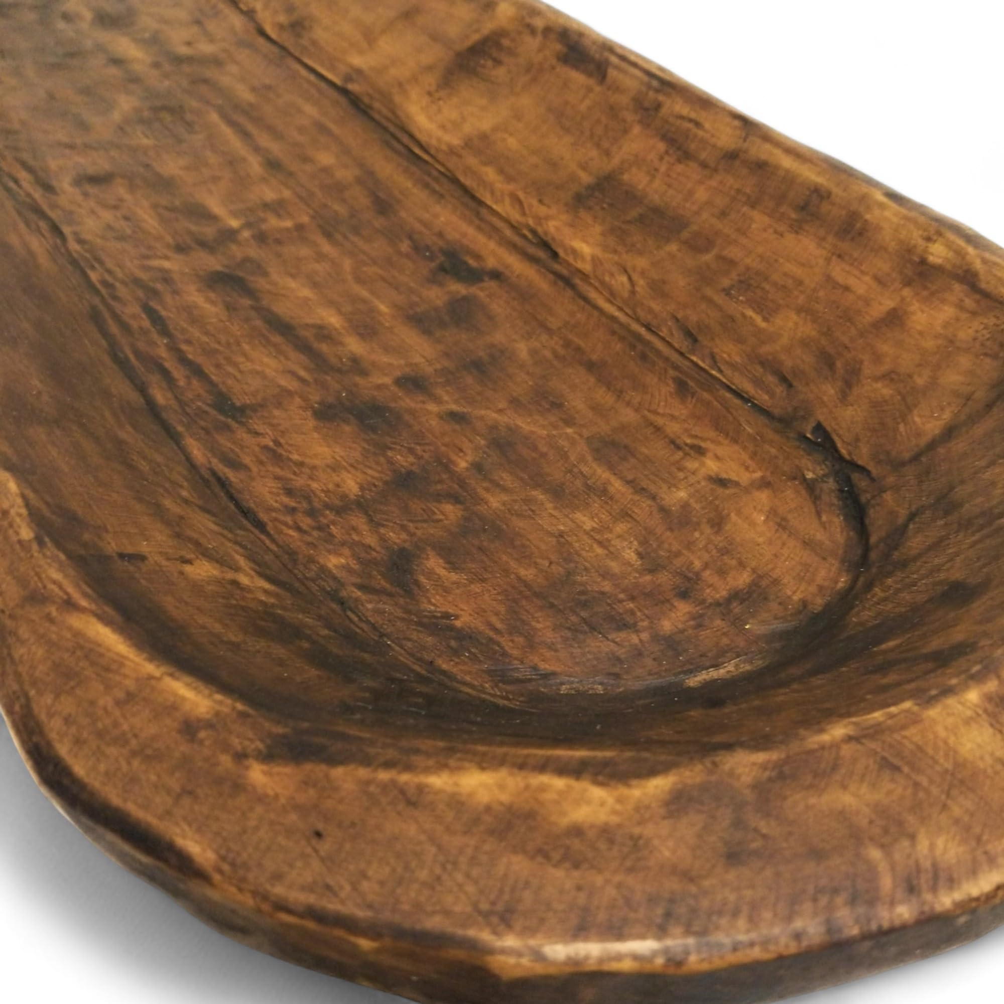 Extra Large Wood Dough Bowl - Extra Long Handcrafted Wooden Decorative Bowl - The Big Bend - Perfect for Farmhouse Decor, Rustic Centerpieces, and Bread Serving