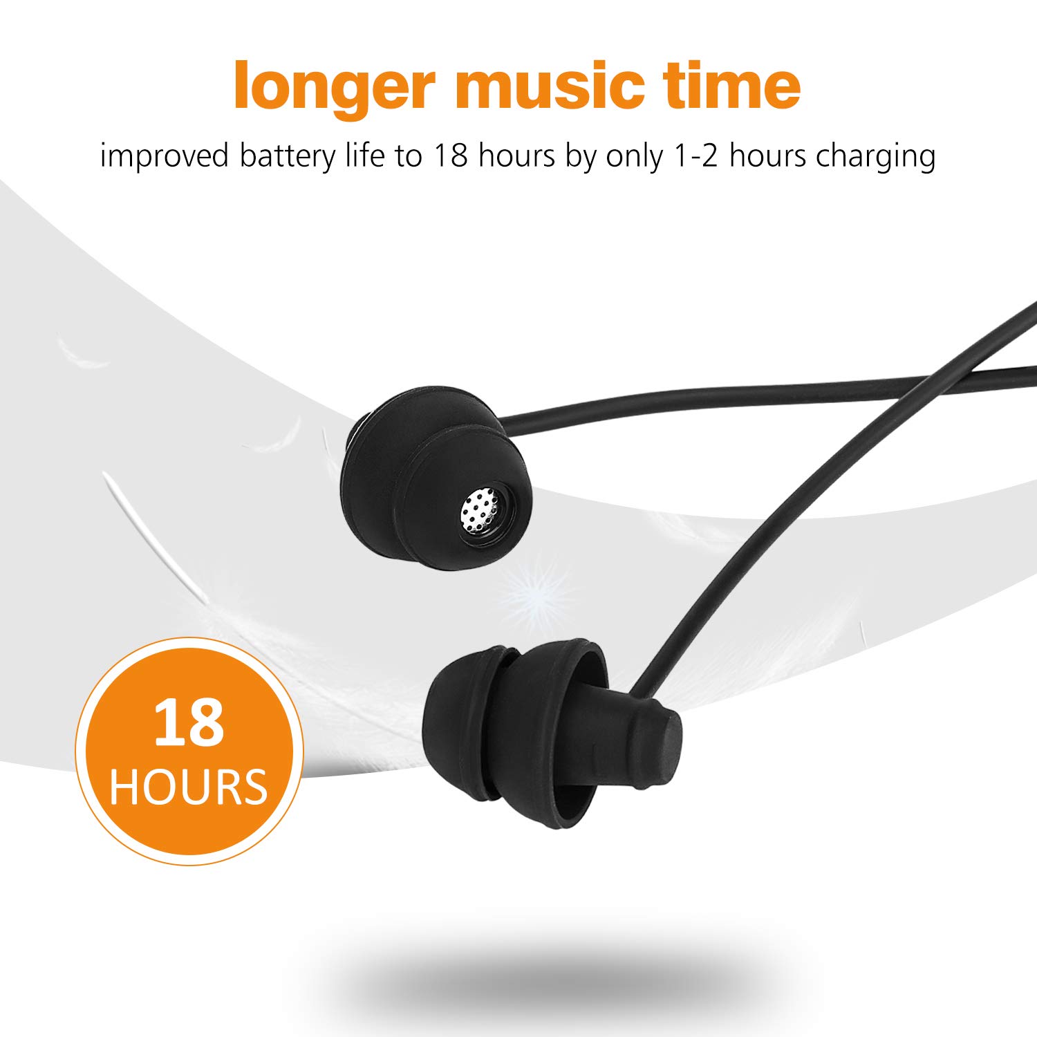 Bluetooth Sleep Headphones Wireless 4.2 Soft In-Ear Earbuds - 18H Playtime for Sleeping, Gym & Sports | Comfortable Noise Canceling Headset for Side Sleepers, Insomnia Relief & Relaxation - Perfect for Night Use, Travel & Workout (Black)