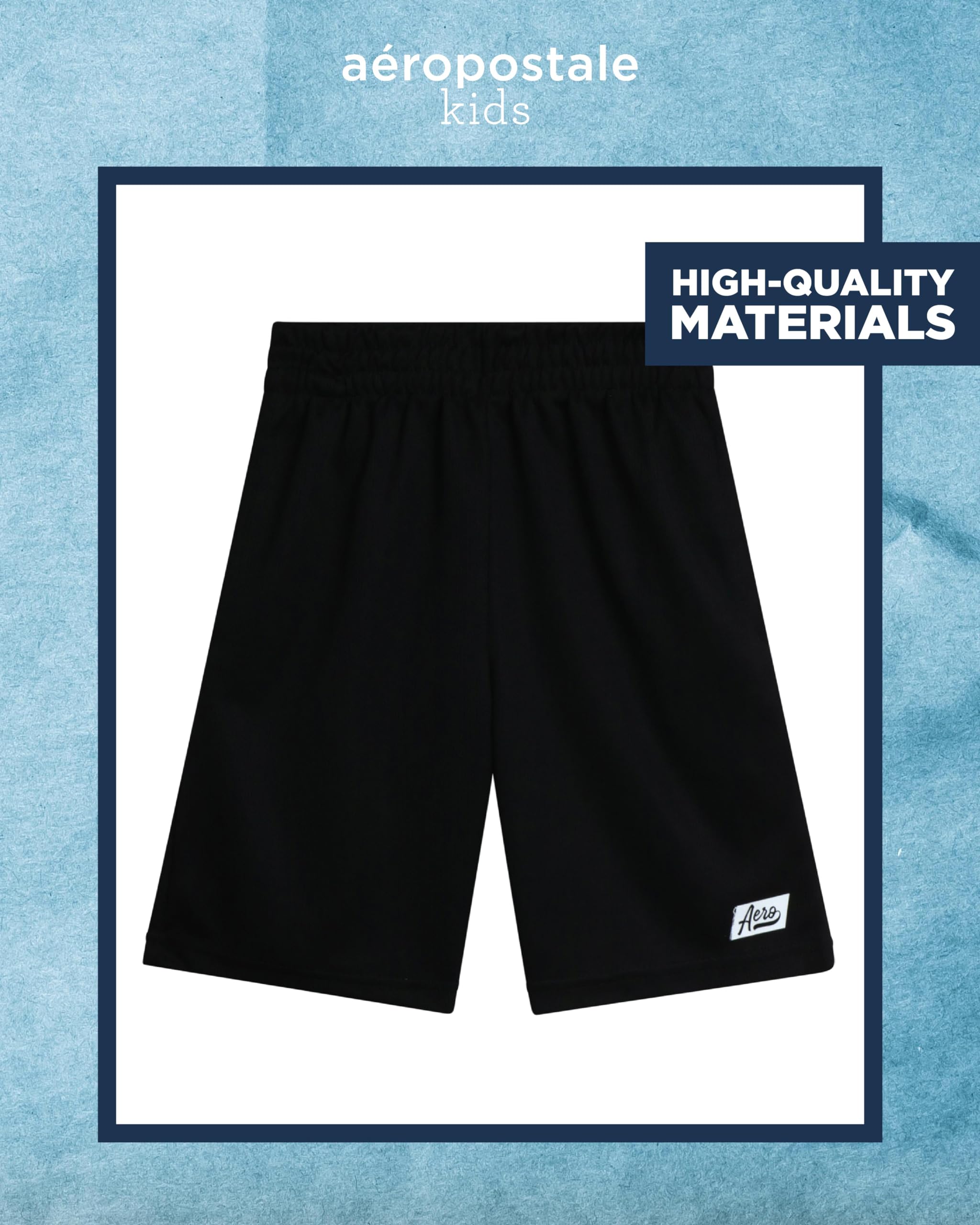 AEROPOSTALE Boys' Active Shorts Set - 2 Piece Short Sleeve T-Shirt & Breathable Mesh Gym Shorts - Comfortable Athletic Outfit for Boys Age 4-12 - Perfect for Sports, Gym, Playground & Summer Activities