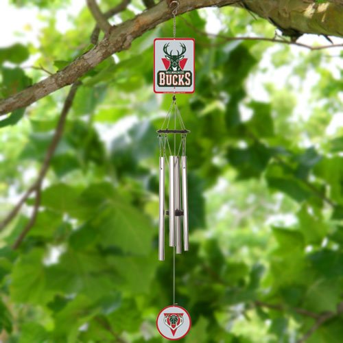 NBA Milwaukee Bucks Metal Wind Chime - Officially Licensed Team Logo Outdoor Decor for Football & Basketball Fans - Perfect for Garden, Patio, and Sports Room Decorations