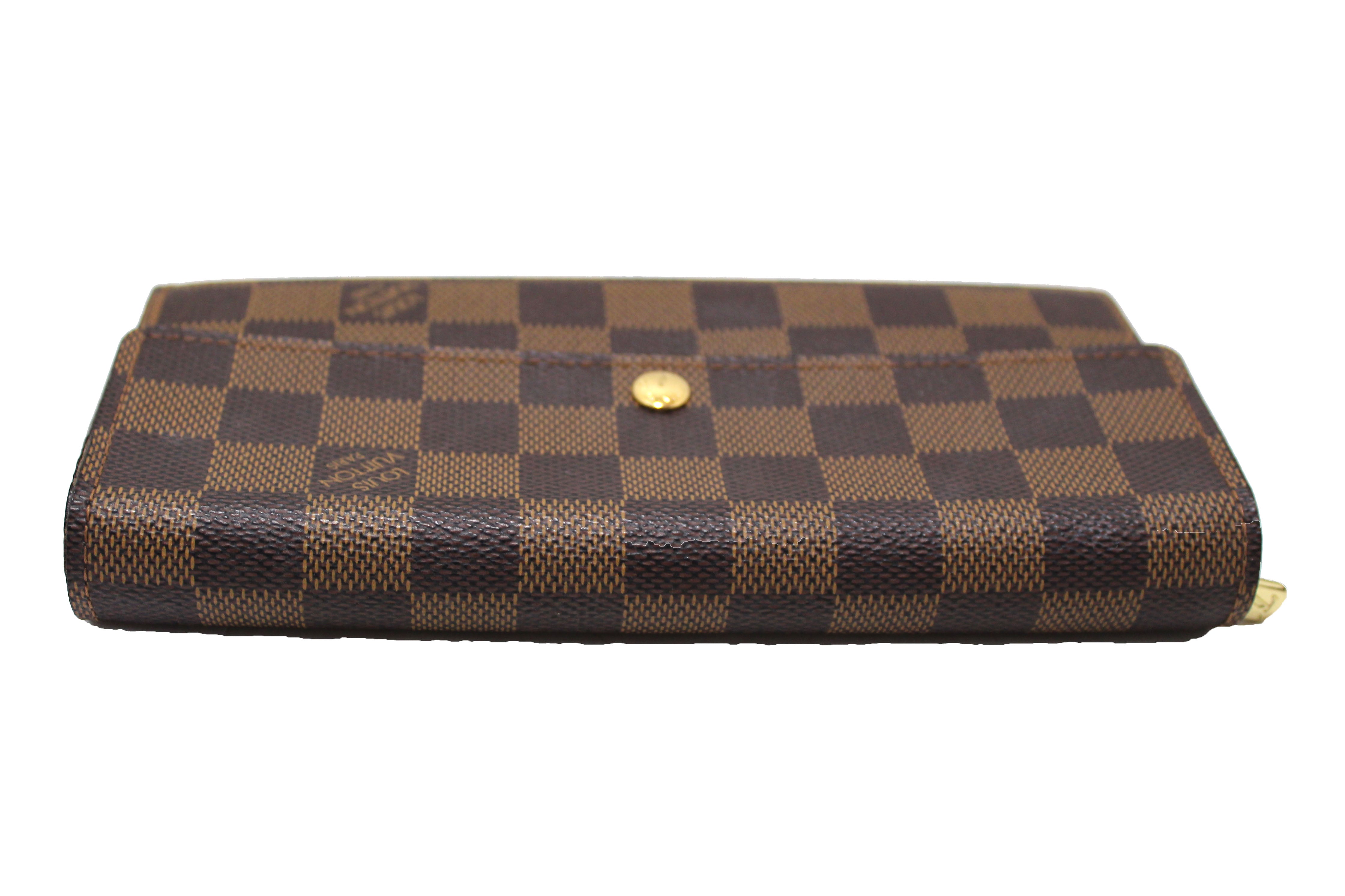 Authentic Louis Vuitton Damier Ebene Canvas Sarah Wallet - Luxury Women's Designer Wallet for Everyday Use & Special Occasions