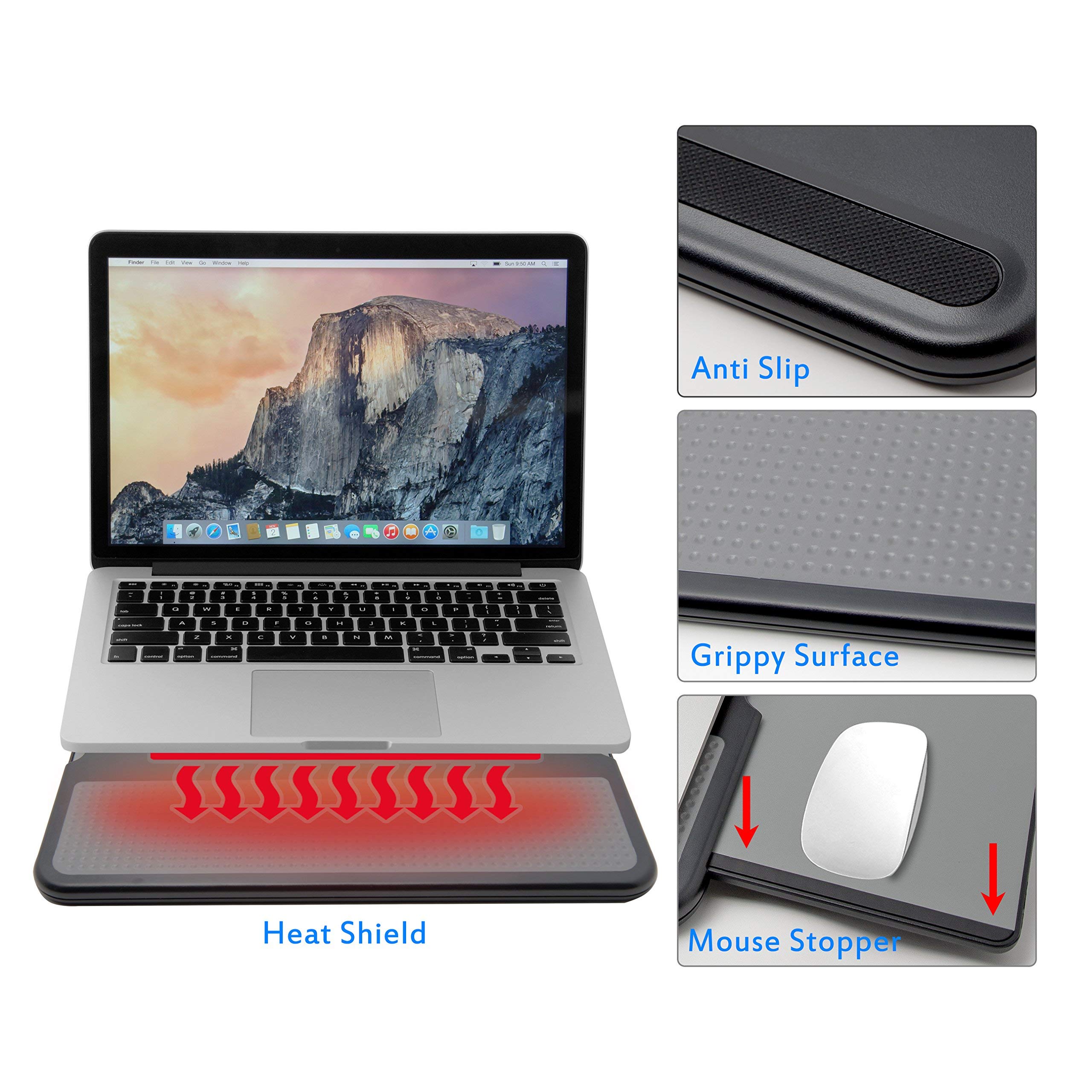 Portable Laptop Lap Desk with Cooling Fan & Detachable Mouse Pad - Adjustable Laptop Stand for Home, Office & Travel Use