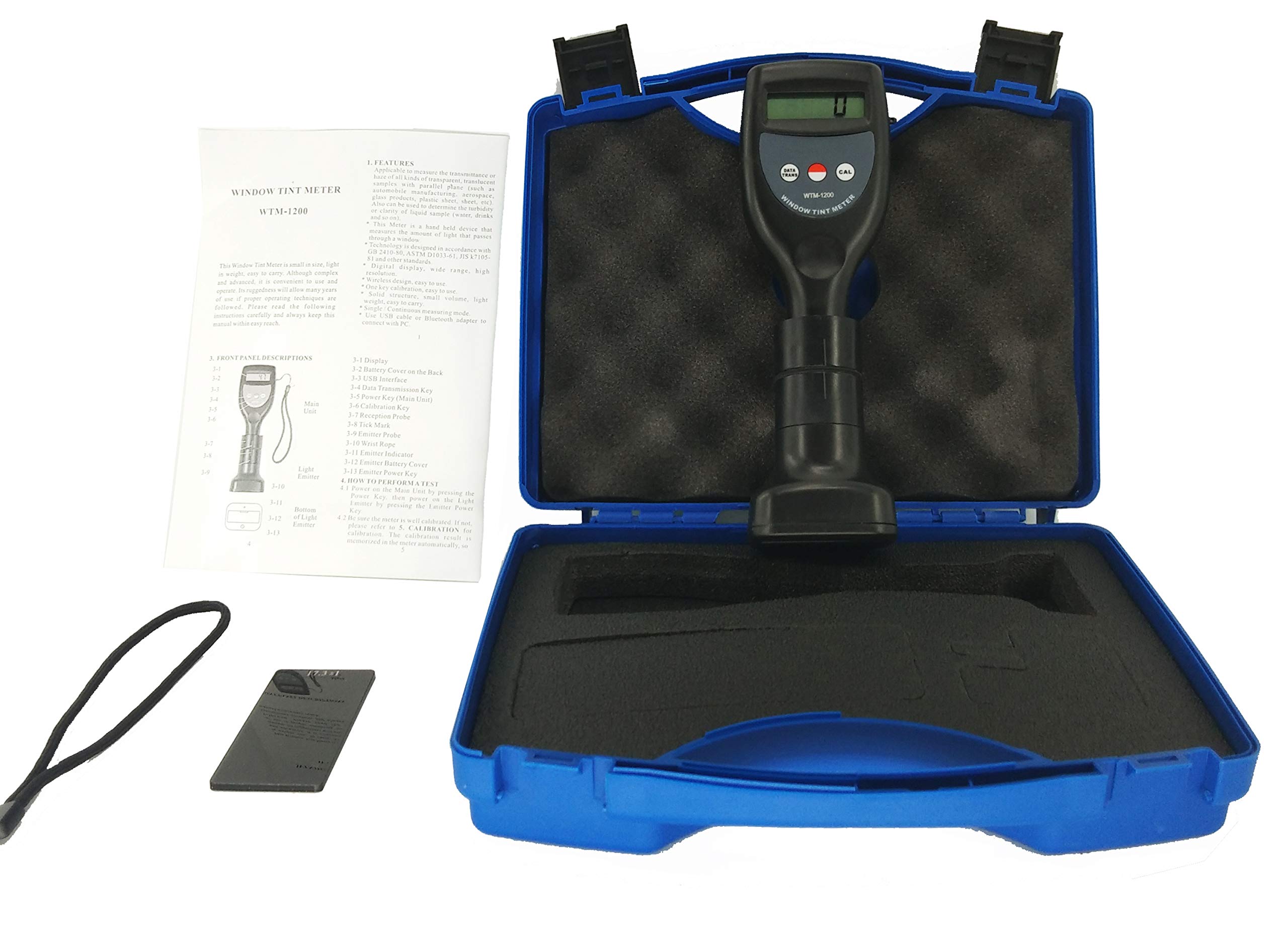 WTM-1200 Wireless Window Tint Meter - Digital Light Transmission Tester 0-100% with LCD Display & USB Charging - Measure Car, Home & Office Window Tint Levels for UV Protection & Privacy