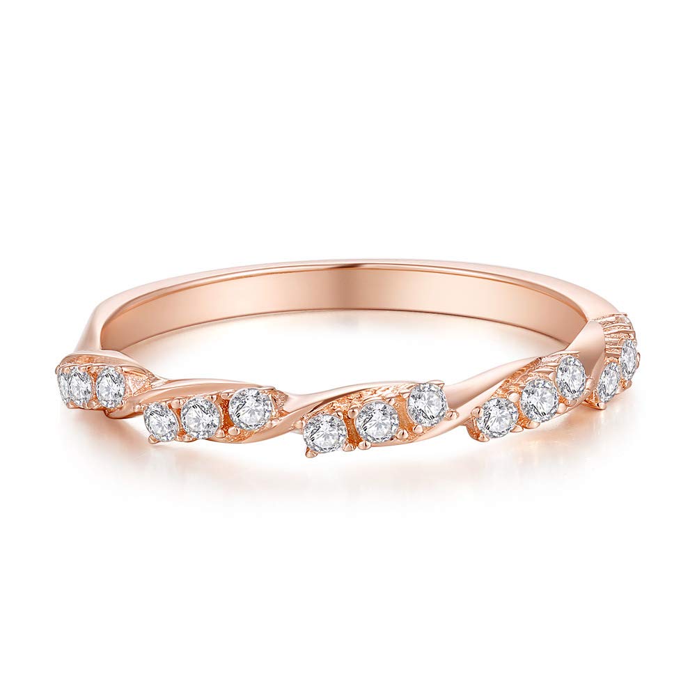 925 Sterling Silver Rose Gold Twisted Ring - Elegant Engagement & Wedding Band for Women - Perfect for Proposals, Anniversaries and Romantic Occasions