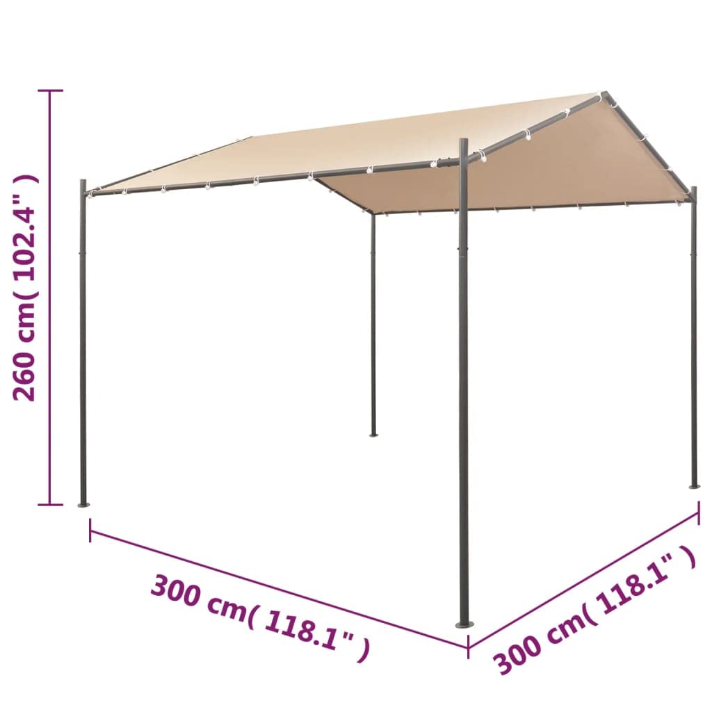 118.1x118.1 Inch Steel Gazebo Pavilion Tent with Canopy - Beige Outdoor Shelter for Patio, Garden & Backyard Parties