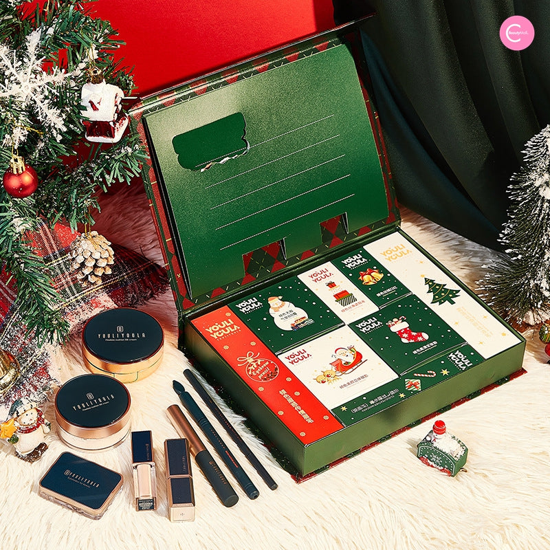 YOULI YOULA Christmas Reindeer Makeup Set - 12 Piece Holiday Glam Kit with Shimmer Eyeshadow & Lip Gloss | Perfect for Christmas Parties, Festive Makeup Looks & Gift Giving