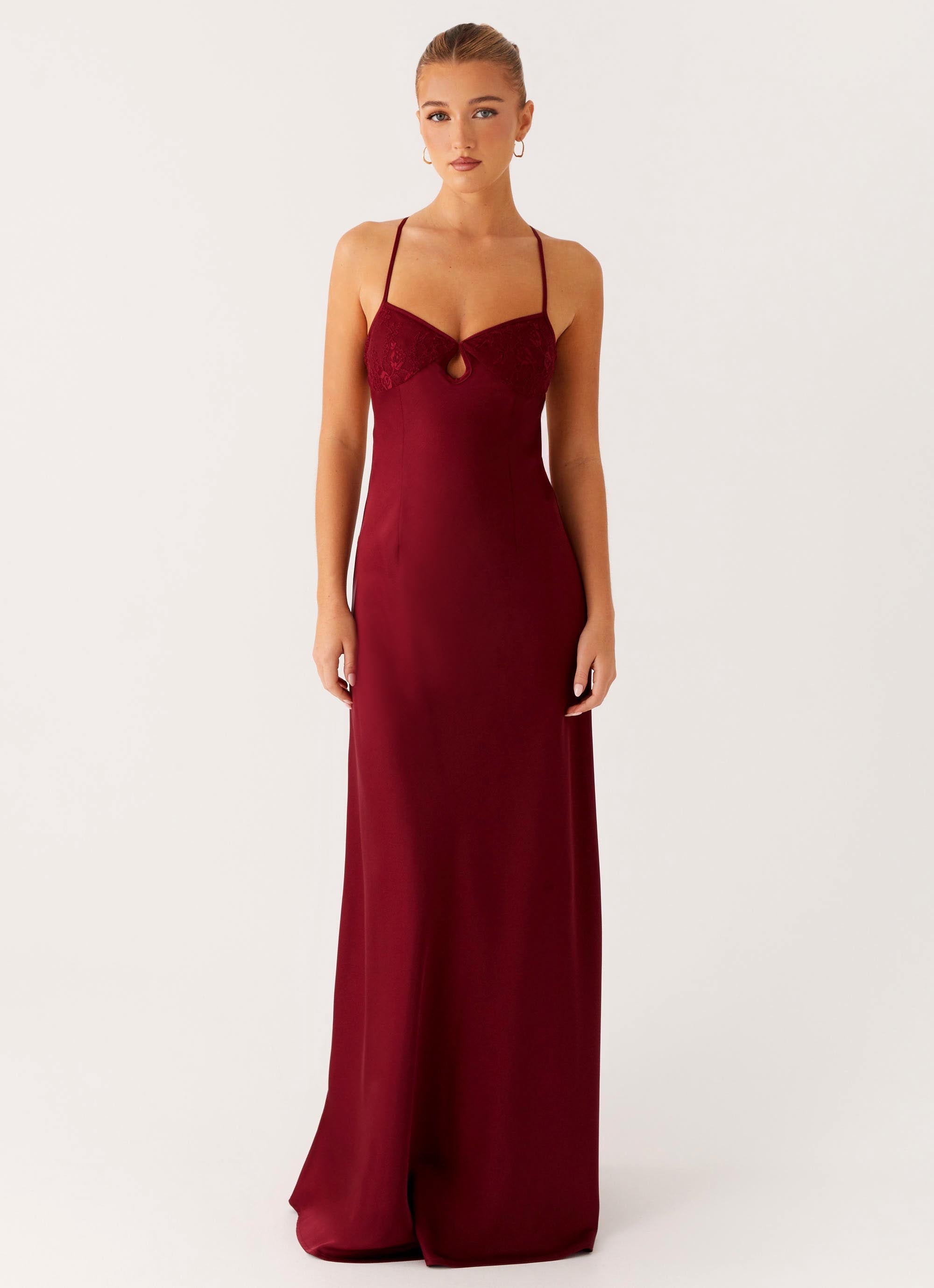 Joanie Maxi Dress for Women - Elegant Maroon Long Flowy Dress for Summer, Beach, and Casual Wear