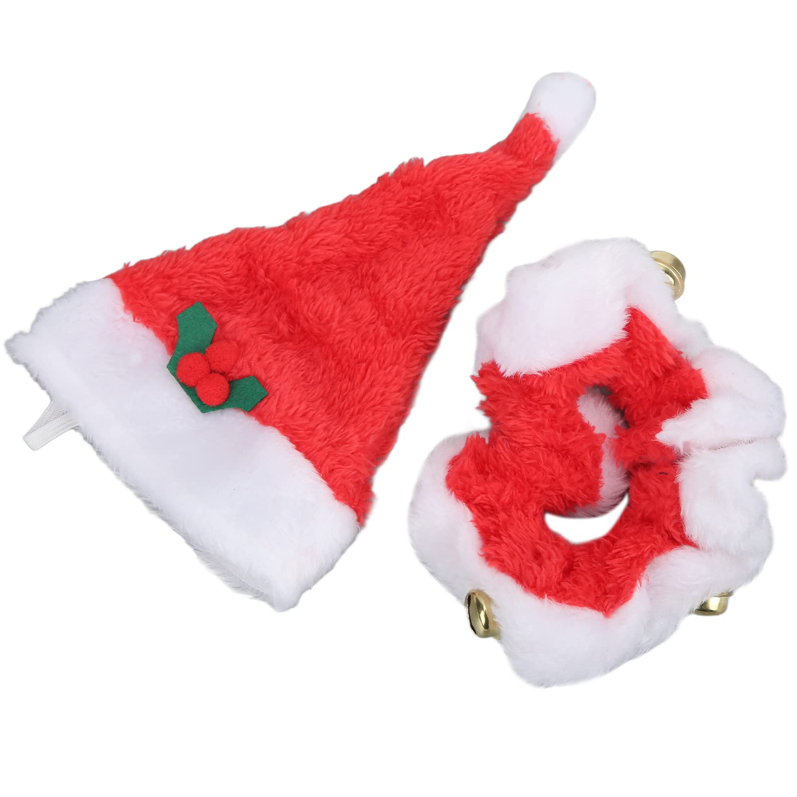 Adorable Pet Santa Costume Set - Warm & Soft Christmas Hat & Collar for Small Dogs & Cats | Perfect for Holiday Photos & Festive Parties