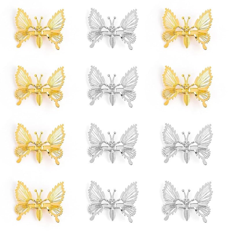 Staila 6 PCS 3D Hair Clips - Gold & Silver Metal Moving Butterfly Hair Barrettes for Women & Girls | Cute Hair Accessories for Parties, Weddings & Daily Styling