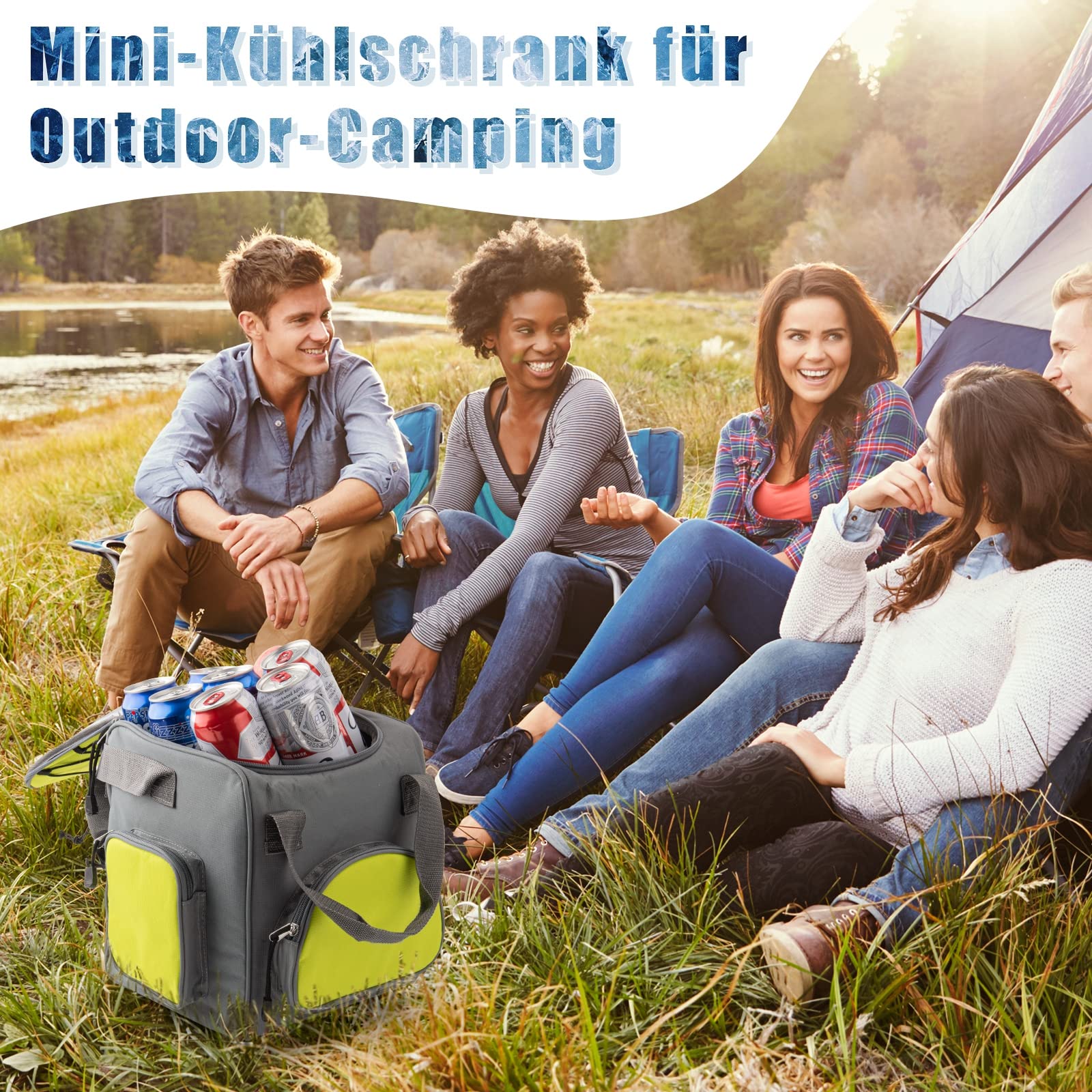 15-Quart Portable Car Cooler - 12V 50.1W Plug-In Electric Mini Fridge for Travel, Camping & Road Trips | 14L Soft-Sided Cooler for Drinks, Snacks & Meal Storage | Compact Car Refrigerator for Vehicles, RVs & Outdoor Adventures
