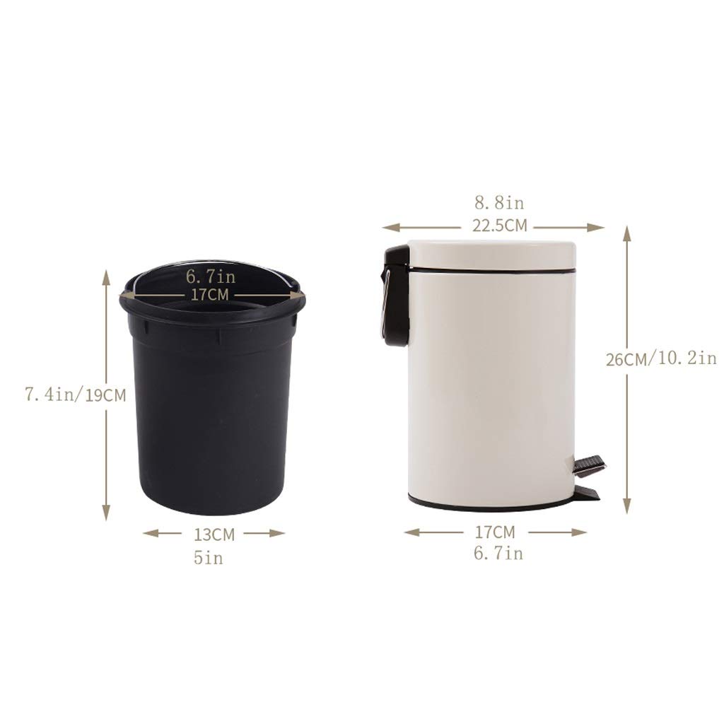 Small Trash Can 3L/0.8 Gallon - Mini Bathroom Step Trash Bin for Home, Kitchen, Office, Dorm & Kids Room - Compact Waste Basket for Tight Spaces (Off-White) | Perfect for Bathroom Counter, Under Desk & Small Areas