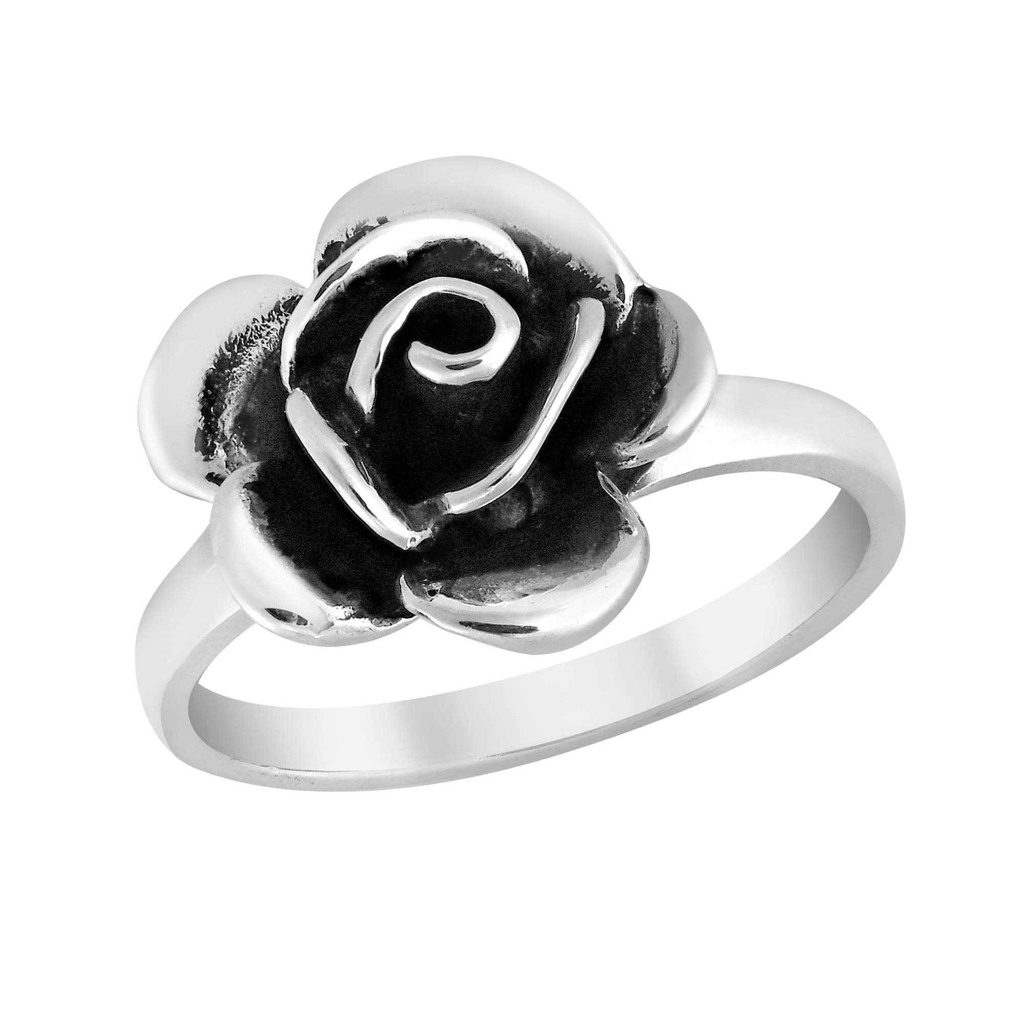 Forever Enchanted Blooming Rose .925 Sterling Silver Band Ring for Women - Elegant Floral Jewelry Gift for Anniversary, Valentine's Day & Special Occasions