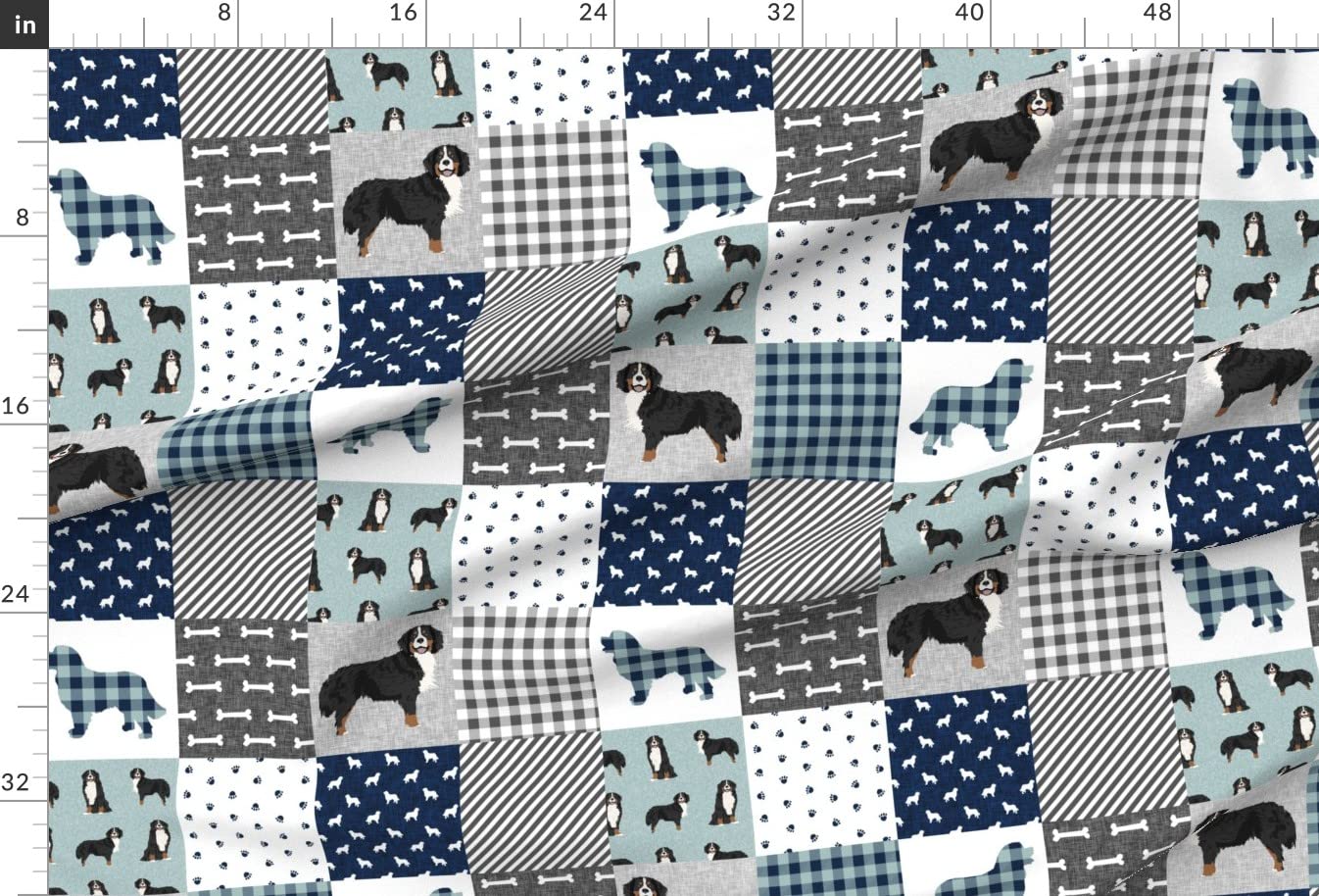 Bernese Mountain Dog Printed Minky Fabric - Soft Plush Fat Quarter for Baby Blankets, Quilt Backing & Sewing Projects - Pet Portrait Wholecloth Cheater Quilt Fabric - Perfect for DIY Crafts, Home Decor & Gift Making