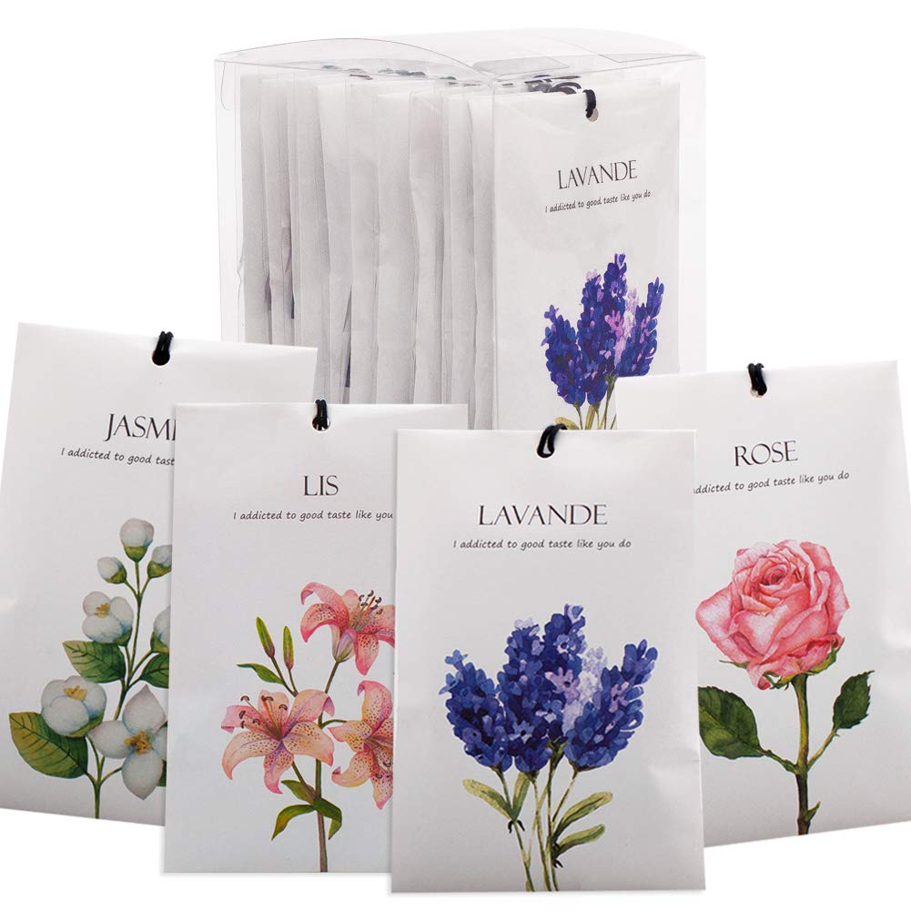 ROSE COTTAGE 12-Pack Closet Deodorizer Sachets - Long Lasting Air Freshener for Clothes, Drawers & Home (4 Fragrant Scents) | Wardrobe, Linen Storage & Small Space Odor Eliminator