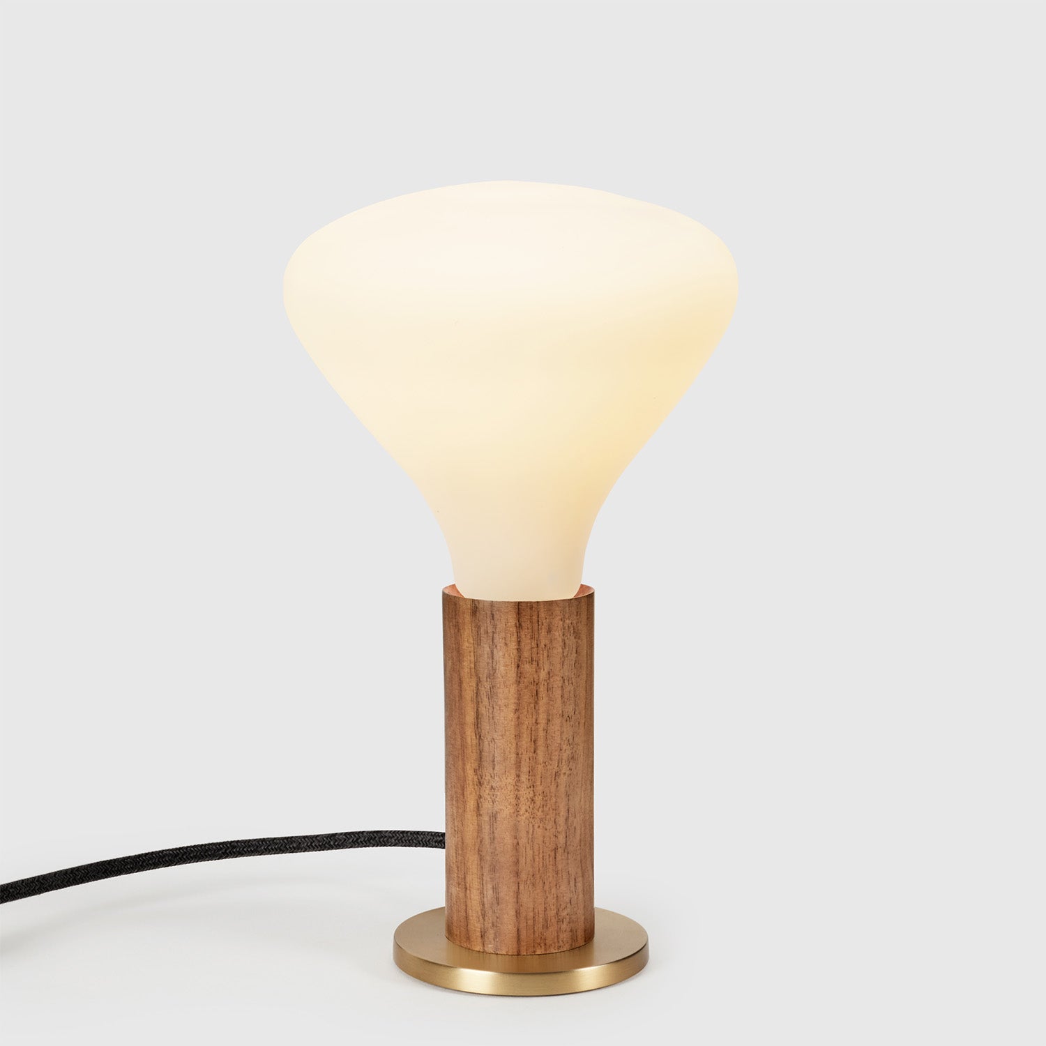 Vintage Knuckle Table Lamp in Walnut with Noma Bulb - Modern Industrial Desk Light for Living Room, Bedroom, or Office Decor
