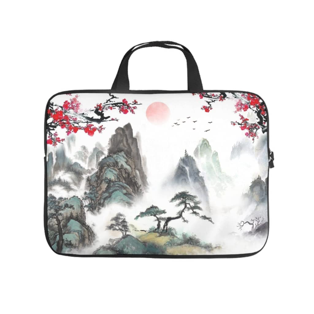 Japanese Cherry Blossom Waterproof Neoprene Laptop Sleeve Case - 10 Inch Protective Travel Pouch for Notebook & MacBook - Stylish Multicolor Design for Office, School & Commuting