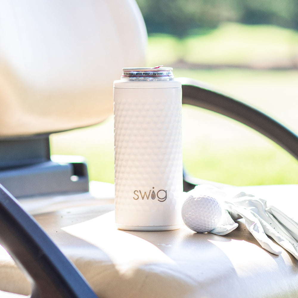 12oz Golf Ball Design Skinny Can Cooler - Perfect for Golf Outings, Tailgates & Outdoor Events