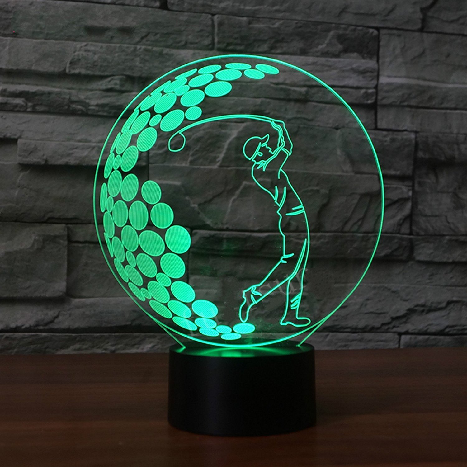 3D Golf Abstract Night Light - Touch Switch LED Table Lamp with 7 Color Changing Modes, Optical Illusion Desk Lamp for Home, Office, Kids Room Decor - Perfect Gift for Christmas, Birthday & Golf Lovers (Gift for Men, Women, Children)