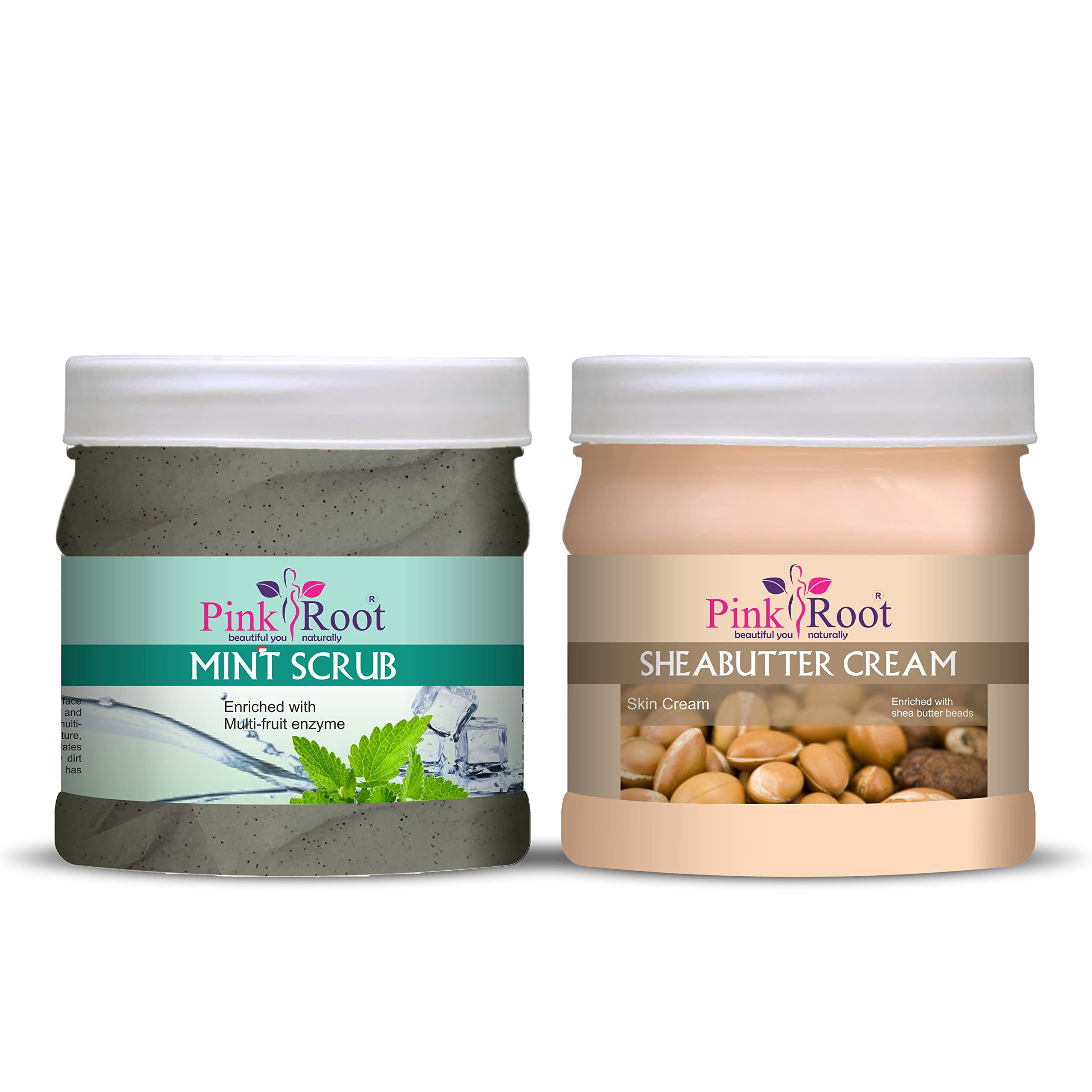 Pink Himalayan Salt & Mint Exfoliating Scrub 500g with Nourishing Shea Butter Cream 500g - Spa Quality Body Care for Soft, Smooth Skin at Home