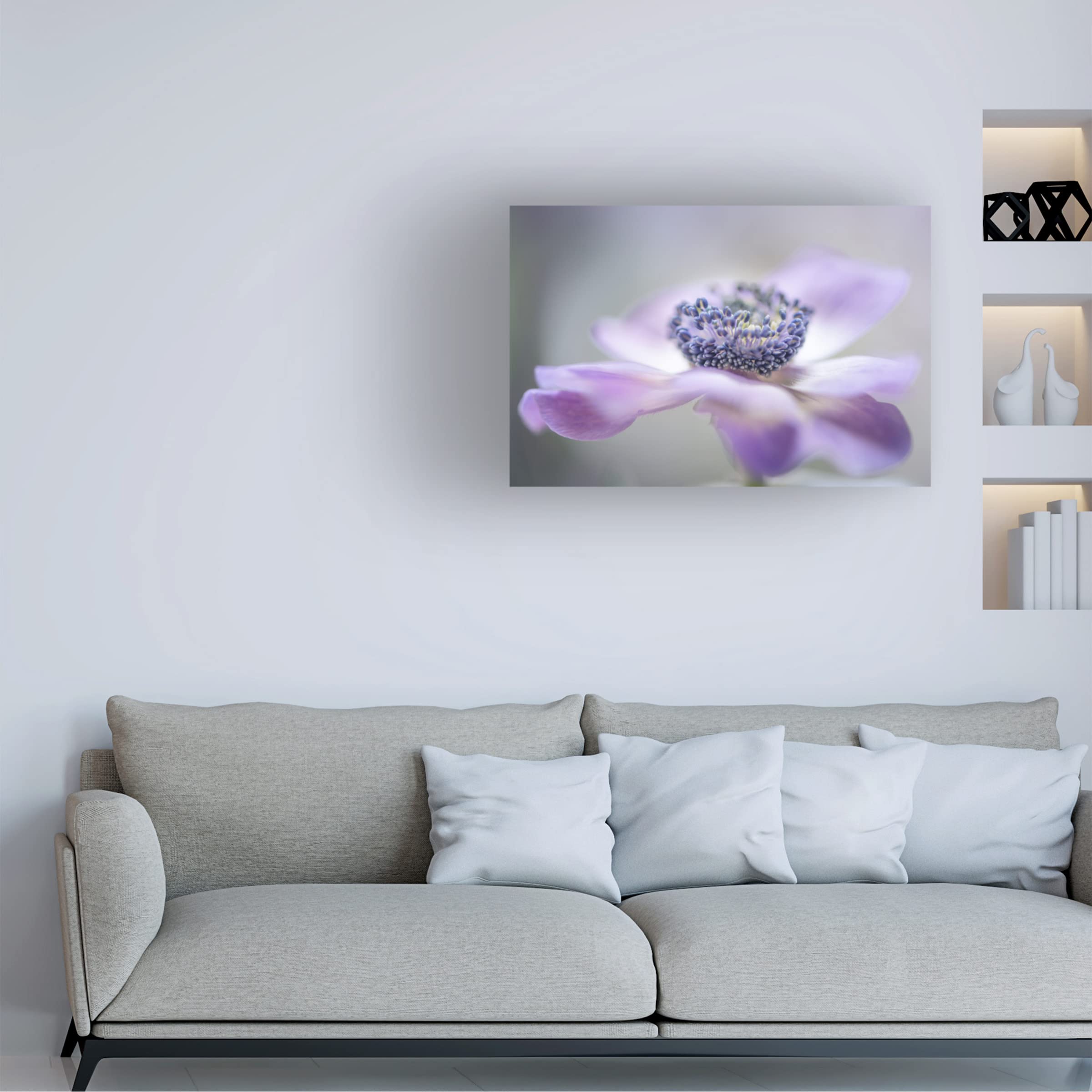 Trademark Fine Art 'Purple Flower' Canvas Wall Art by Keren Or - Elegant Floral Painting for Living Room, Bedroom & Office Decor