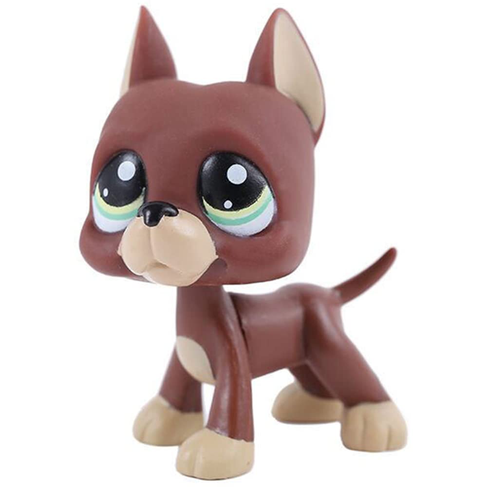 Rare Deep Brown Great Dane LPS Toy with Green Dot Eyes - Mini Pet Shop Puppy Action Figure for Kids | Dachshund & Animal Collectibles for Boys & Girls | Perfect for Playtime, Collecting & Birthday Gifts