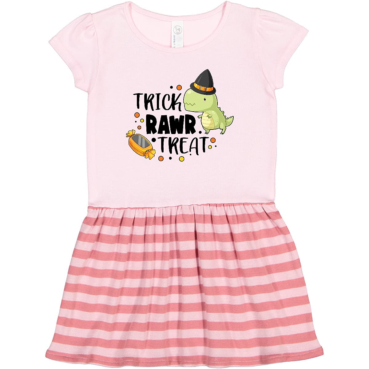 Inktastic Halloween Trick or Treat Dinosaur Toddler Dress - Cute Dino Costume for Girls & Boys, Perfect for Halloween Parties & Dress-Up Play