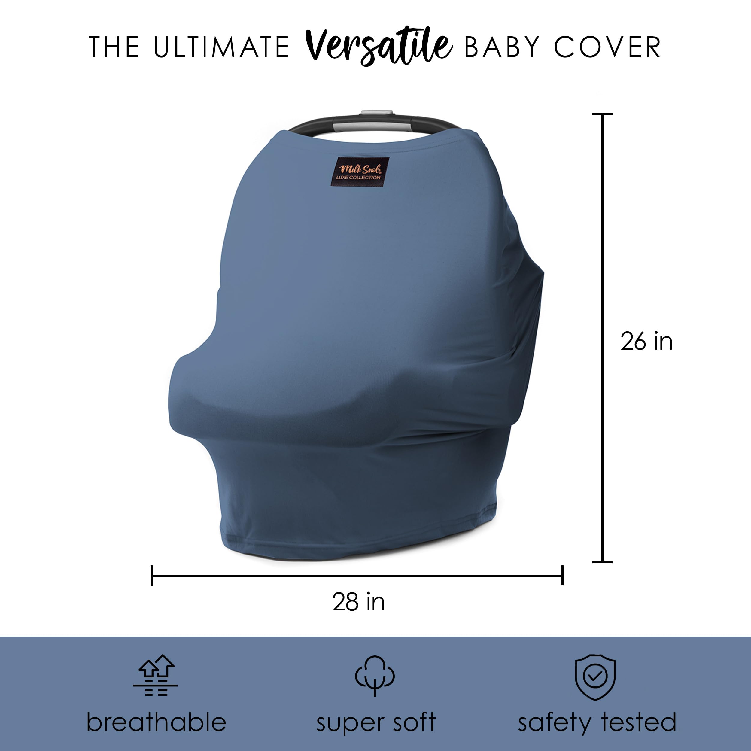 Milk Snob Original 5-in-1 Luxe Baby Cover - Ocean Blue Nursing Cover for Breastfeeding, Car Seat, Stroller, High Chair & Shopping Cart | Multi-Use Infant Canopy & Privacy Shield | Perfect for Newborn Essentials, Nursing Moms & On-the-Go Parents