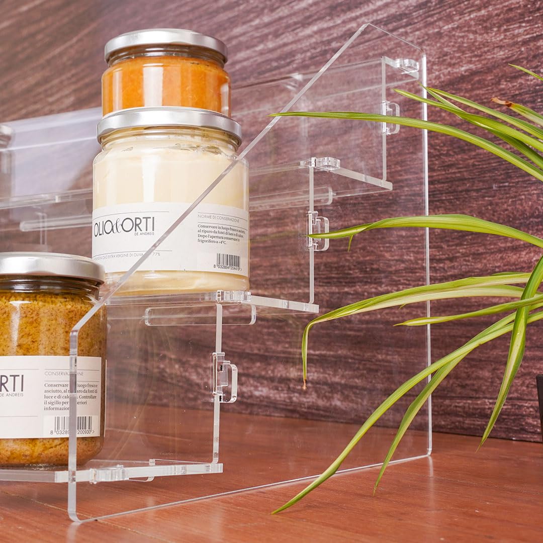 Danieli Acrylic 3-Tier Ladder Shelf - Clear Metacrylate Display Stand for Organizing Cupcakes, Desserts, Makeup & Spices | Perfect for Kitchen, Bakery, Beauty Salon & Retail Store Organization