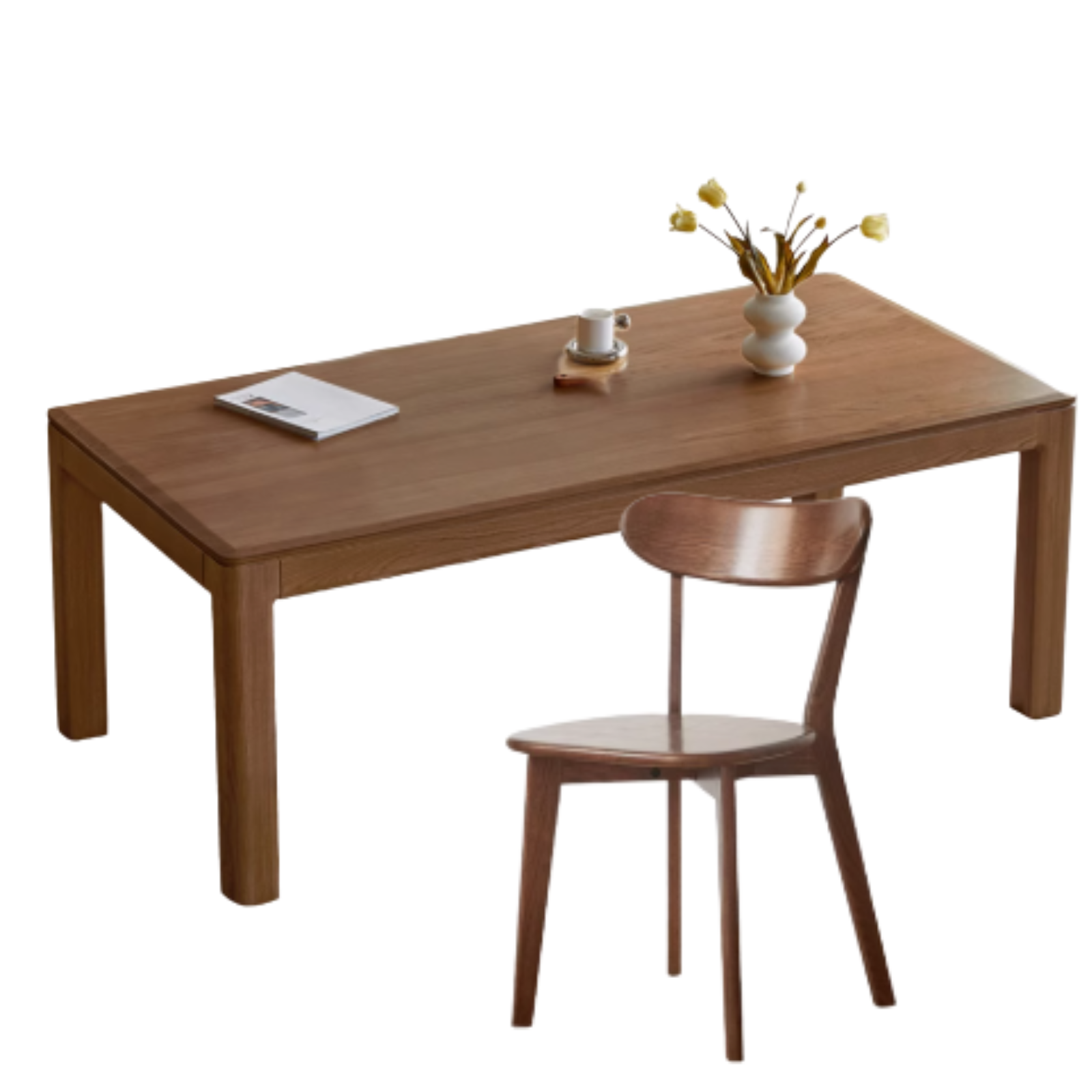 Premium Solid Wood Dining Table - Black Walnut, Ash & Red Oak - Large Farmhouse Style Table for Family Gatherings & Dinner Parties