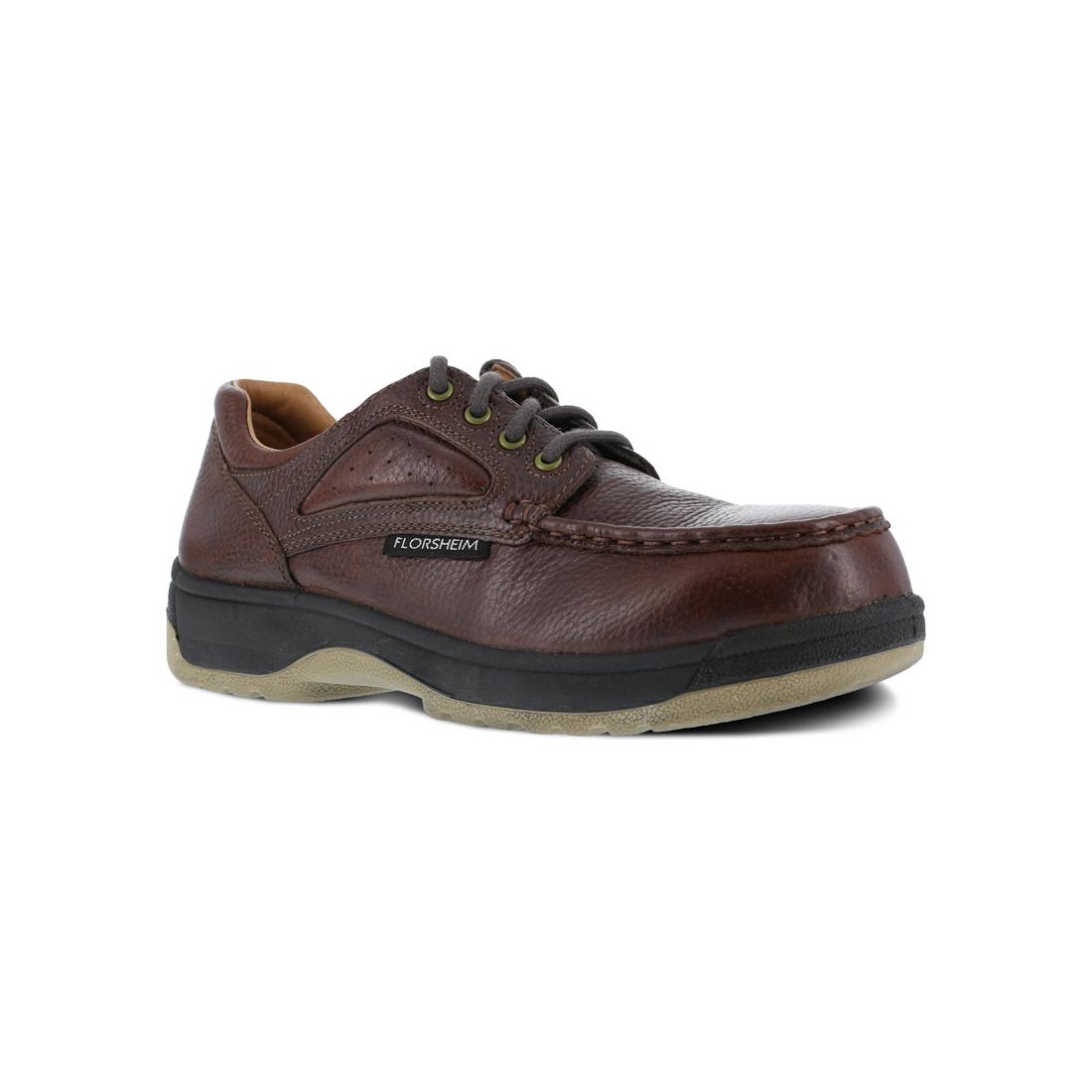 Compadre Composite Toe Oxford Work Shoes for Men - Slip Resistant & Comfortable Safety Shoes, Dark Brown - Ideal for Construction, Warehouse & Industrial Work