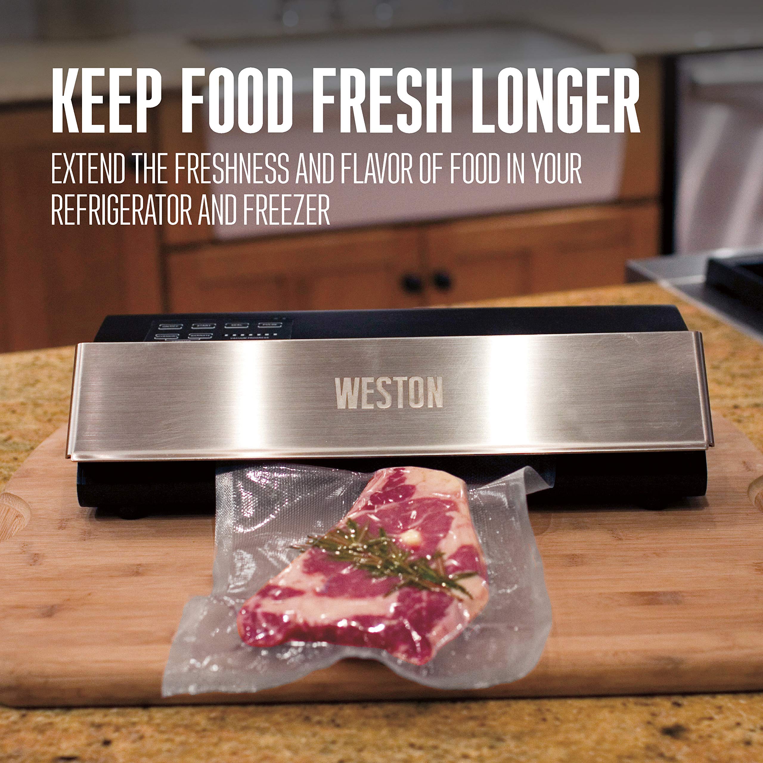 Weston 65-0501-W Professional Advantage Vacuum Sealer - 11 Inch Stainless Steel Food Saver Machine for Home Kitchen, Sous Vide, Meal Prep & Long-Term Food Storage