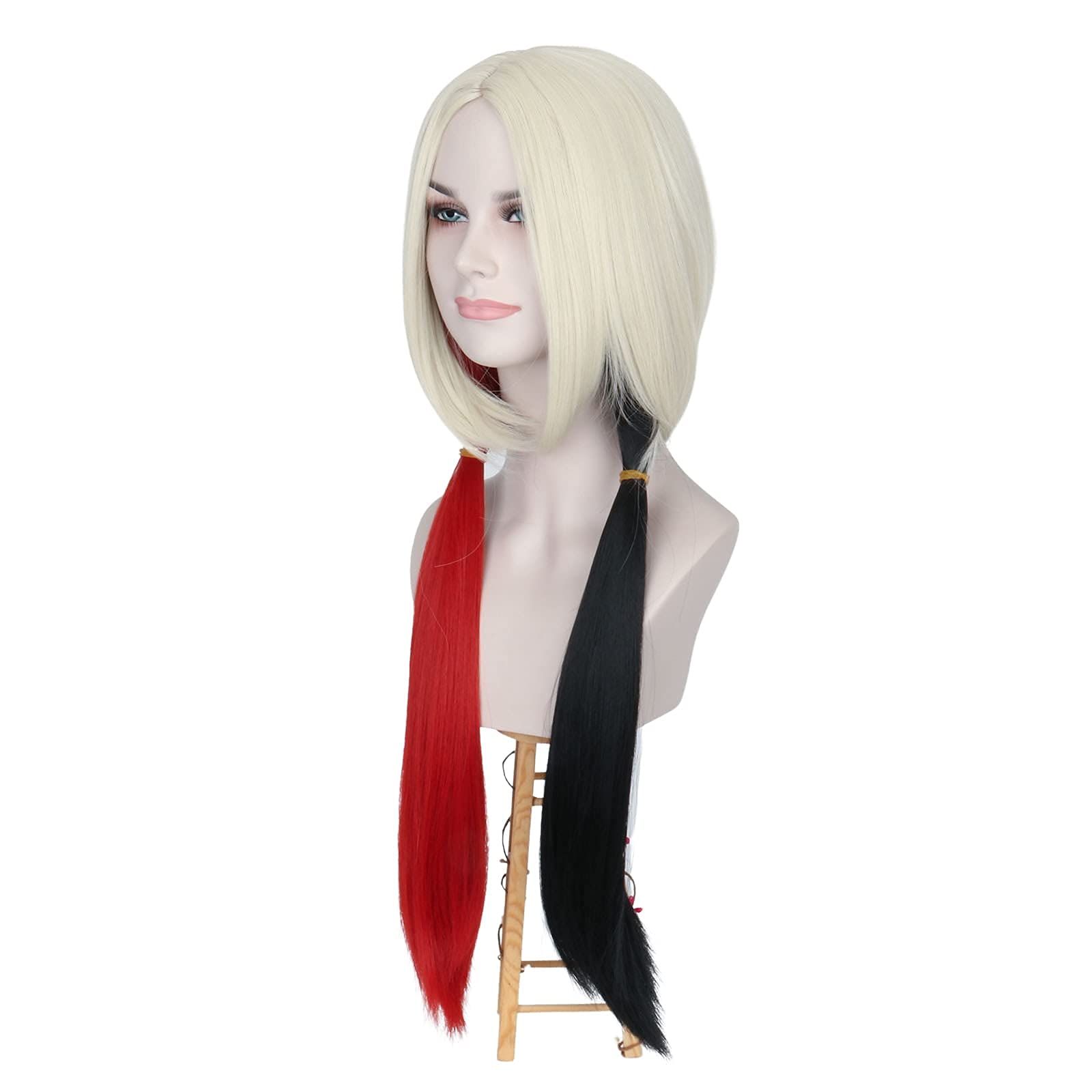 Miss U Long Straight Blonde Red Black Synthetic Wig for Women - Halloween Cosplay, Clown Costume, Party & Everyday Wear