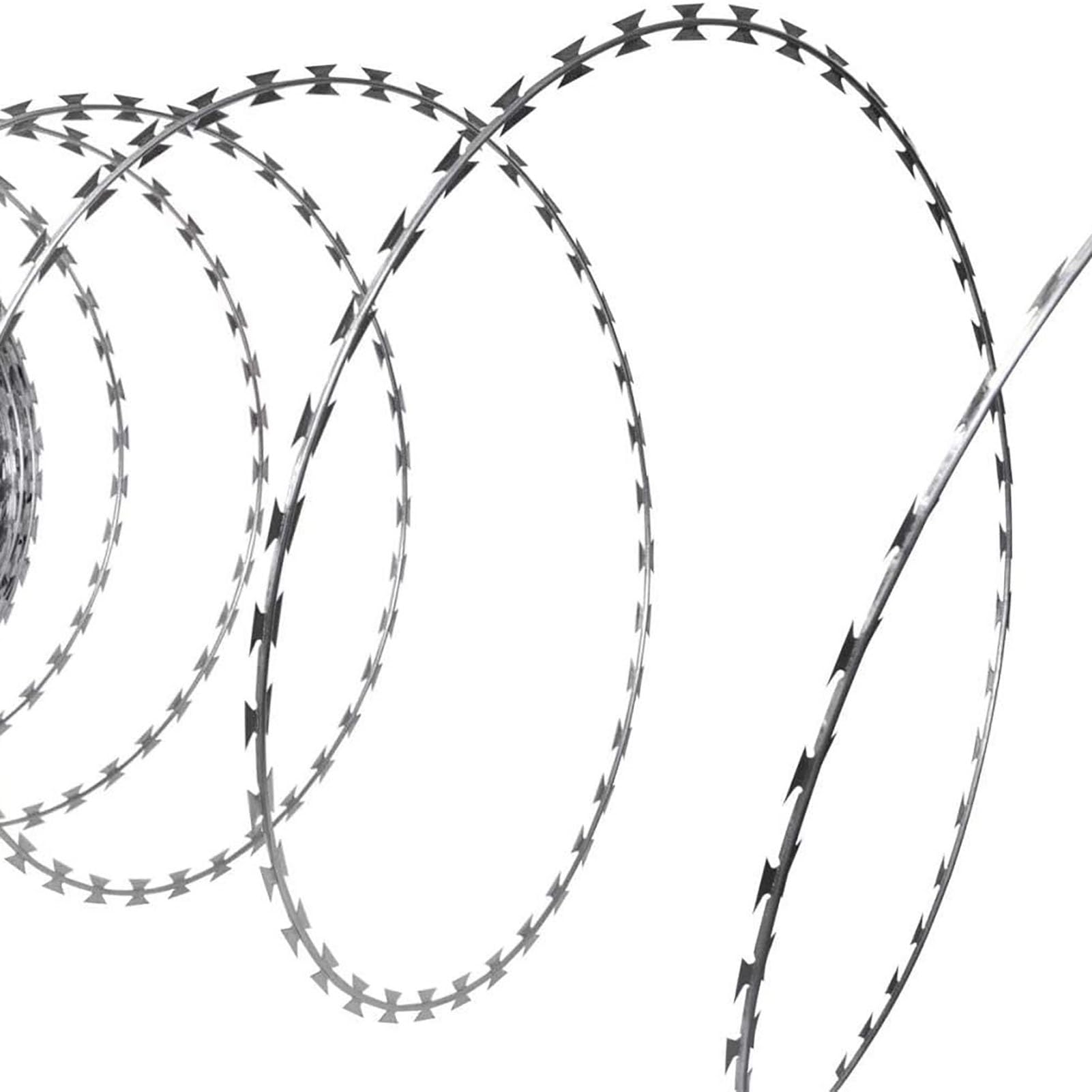 Premium Galvanized Steel Razor Wire Fencing - 304 Stainless Steel, 100m/328ft - Heavy Duty Security Barrier for Garden, Perimeter, and High-Security Fence Protection | Durable Anti-Climb Razor Barbed Wire for Home, Commercial & Industrial Use
