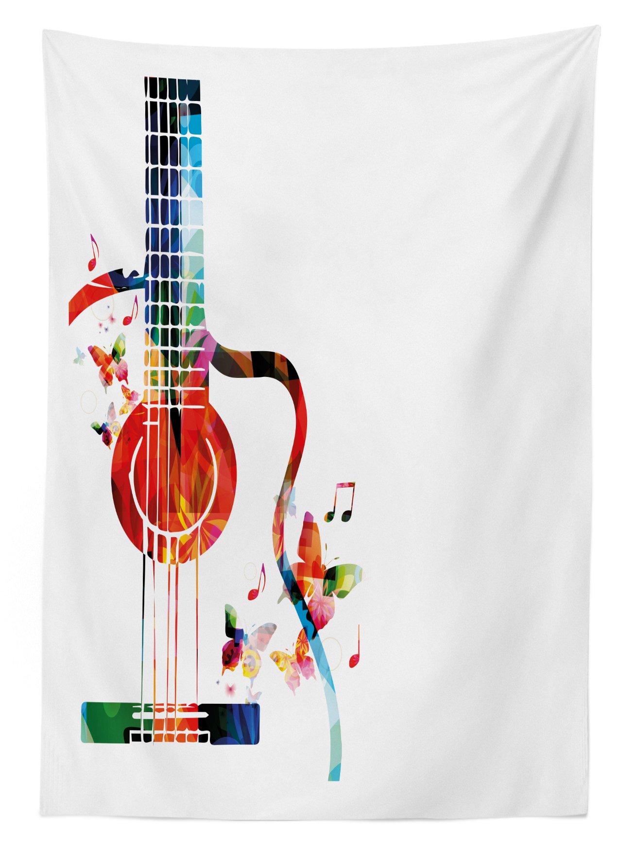 Ambesonne Colorful Guitar & Butterfly Themed Polyester Tablecloth - 60