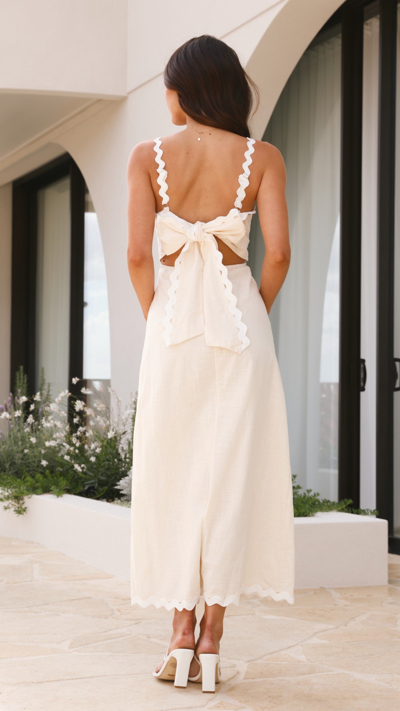 Fiora Women's Maxi Dress in Oat - Elegant Long Flowy Summer Dress for Beach, Vacation & Casual Wear