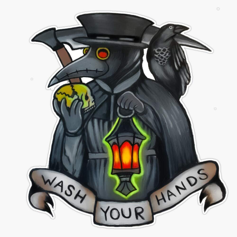 Plague Doctor 'Wash Your Hands' Vinyl Bumper Sticker Decal - 5 Inch Waterproof Car Decoration for Cars, Laptops, Windows - Perfect for Medical Humor & Pandemic Awareness