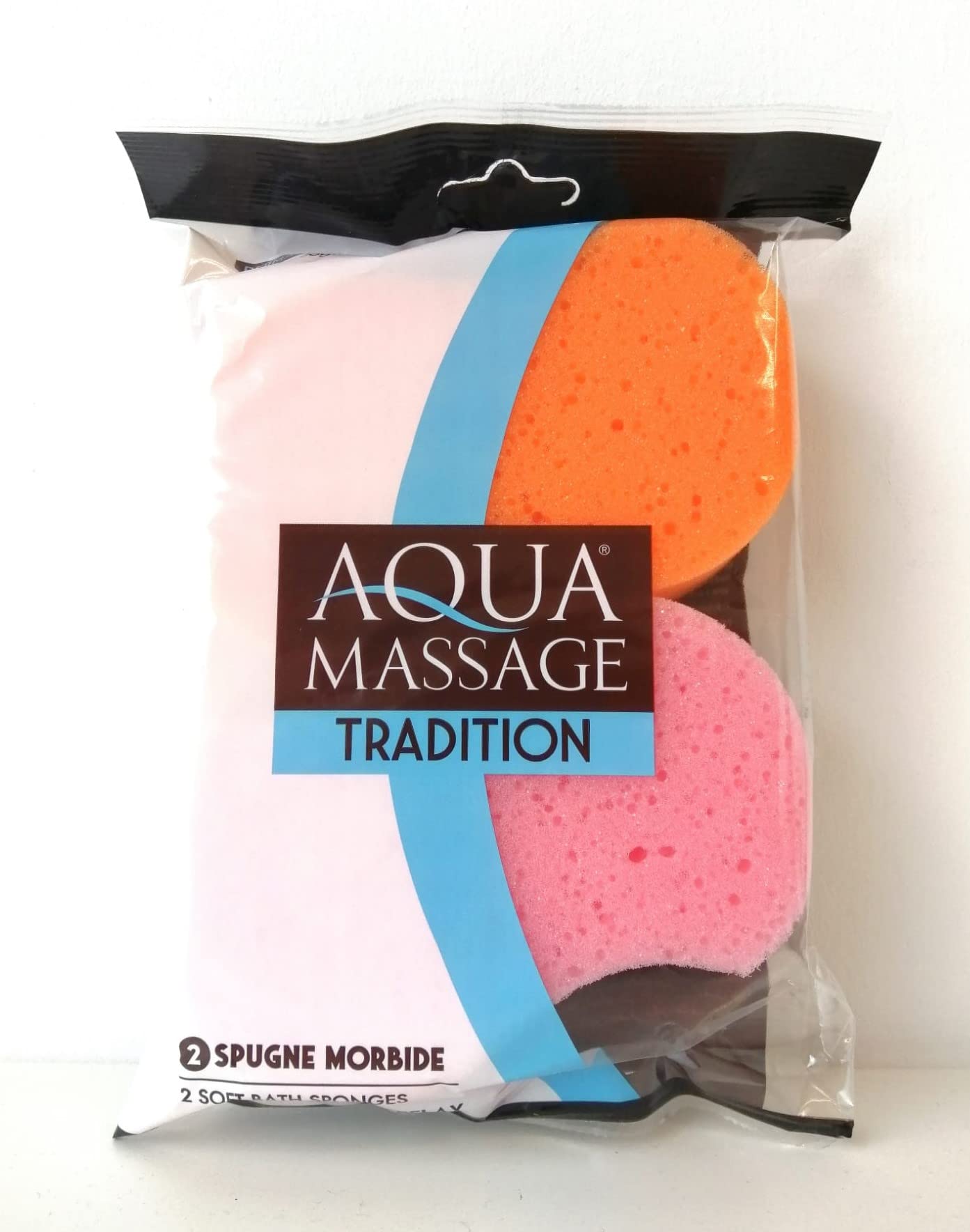 Premium Aqua Massage Tradition 2 Soft Sponges - Pack of 2 Ultra Gentle Exfoliating Bath Sponges for Sensitive Skin | Perfect for Shower, Spa & Body Care Routine