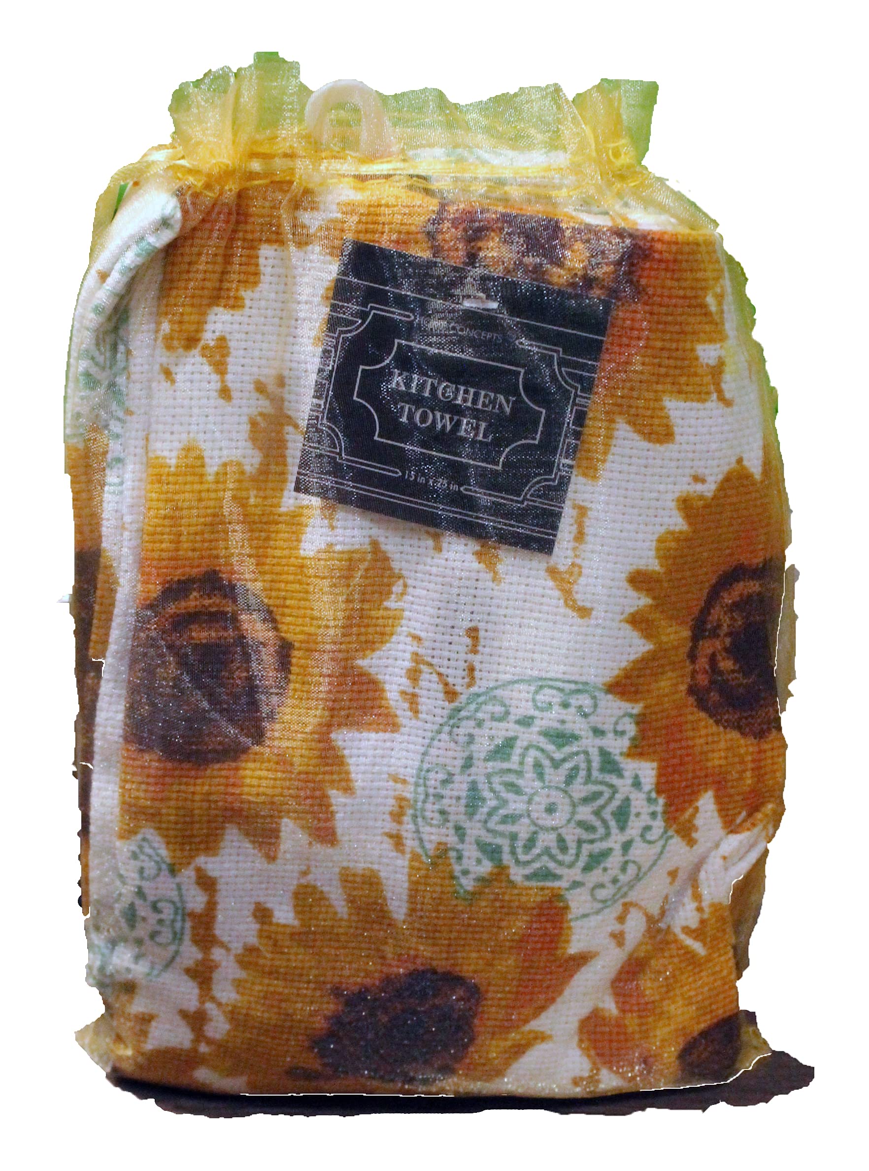 Sunflower Kitchen Decor Set - 4-Piece Sunflower Placemats, Kitchen Towels, Oven Mitt & Pot Holder - Farmhouse Home Decor for Dining Room & Kitchen - Perfect Housewarming Gift in Organza Bag