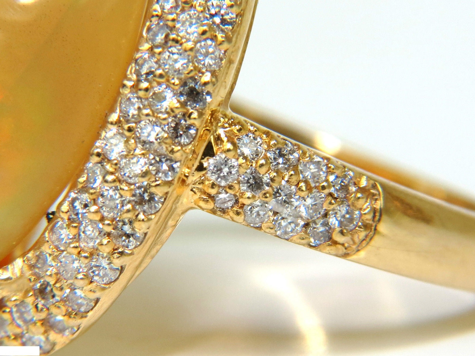 11.36CT Natural Holographic Opal Diamond Ring in 14KT Gold - Rare & Unique Engagement, Wedding, or Gift Jewelry for Women